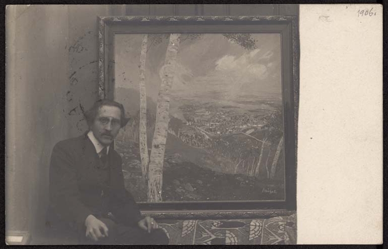 Náhledový obrázek Josef Váchal před svým obrazem - 1