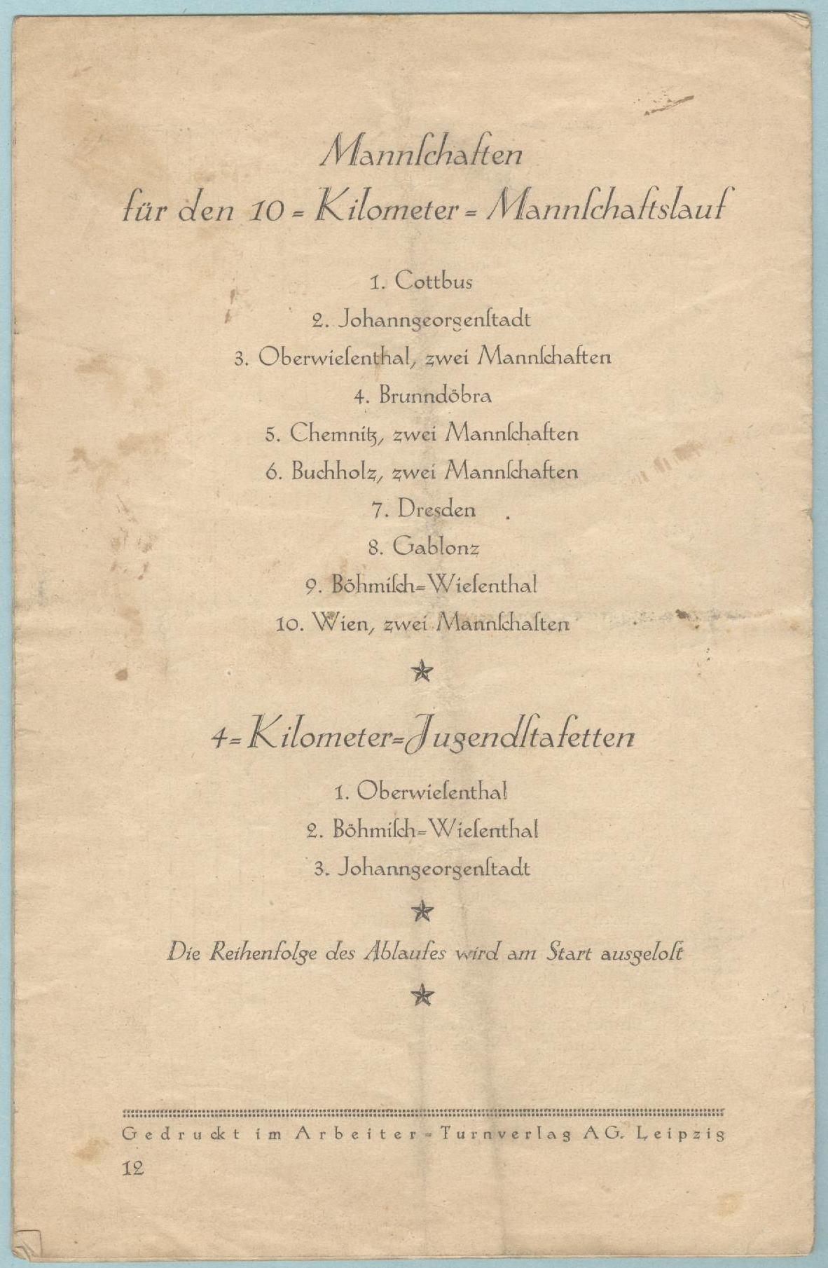 Náhledový obrázek Programm und Teilnehmerliste für die Bundesmeisterschaften im Wintersport in Oberwiesenthal im Erzgebirge am 13. und 14. März 1926 - 1