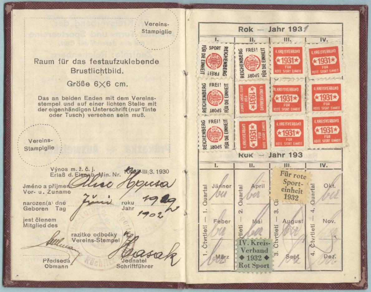 Náhledový obrázek Ausweiskarte. IV. Kreisverband der ATUS, Zentrale: Reichenberg - 2