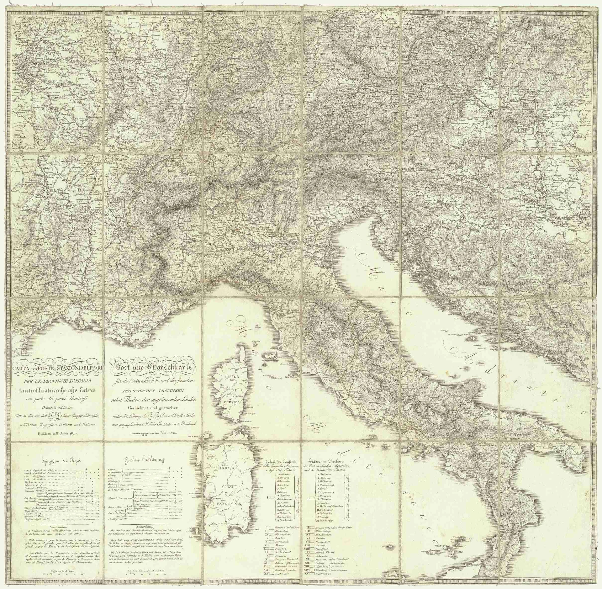Náhledový obrázek předmětu Carta delle poste e stazioni militari per le provincie d'Italia
