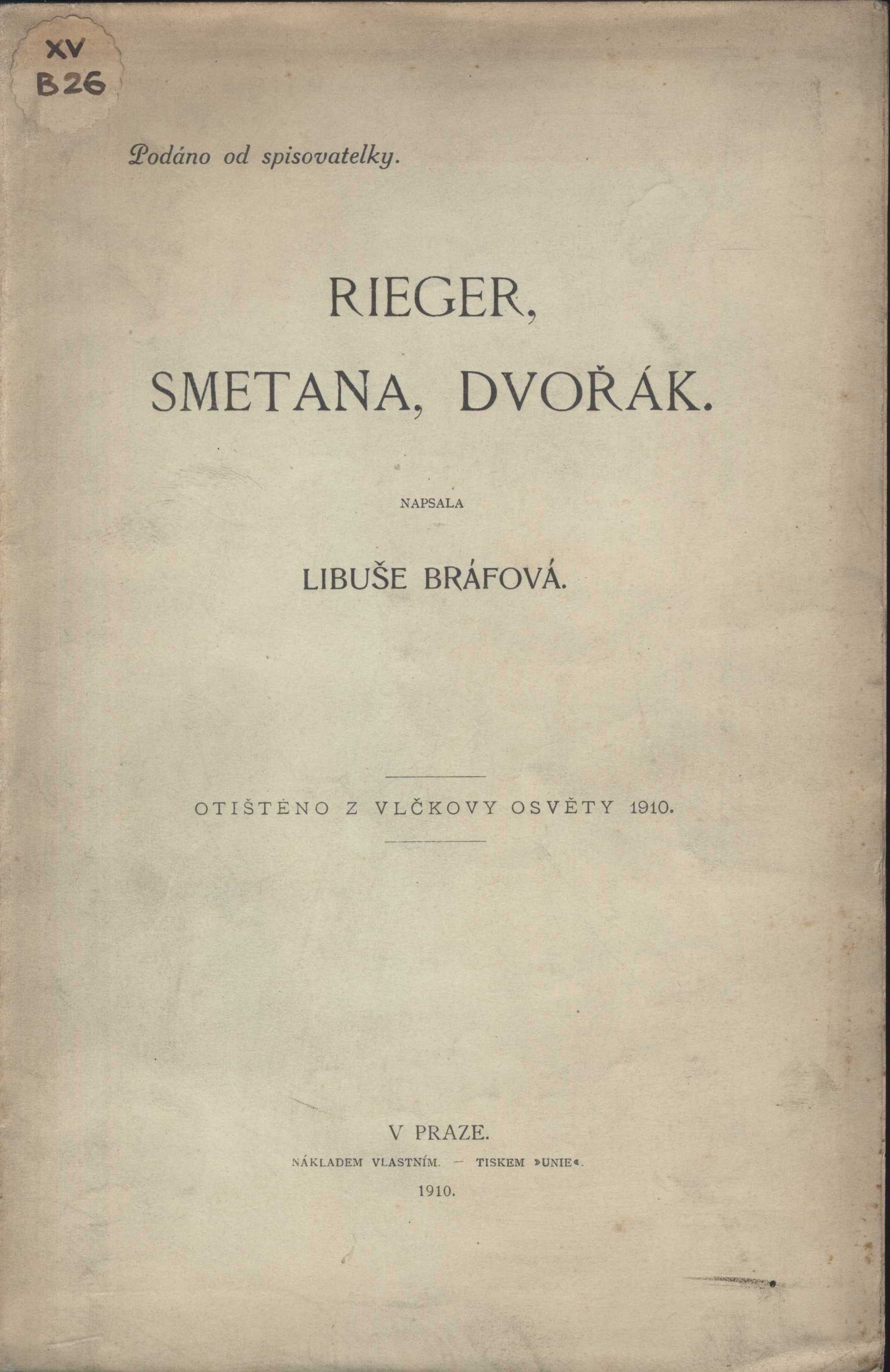 Náhledový obrázek předmětu Rieger, Smetana, Dvořák