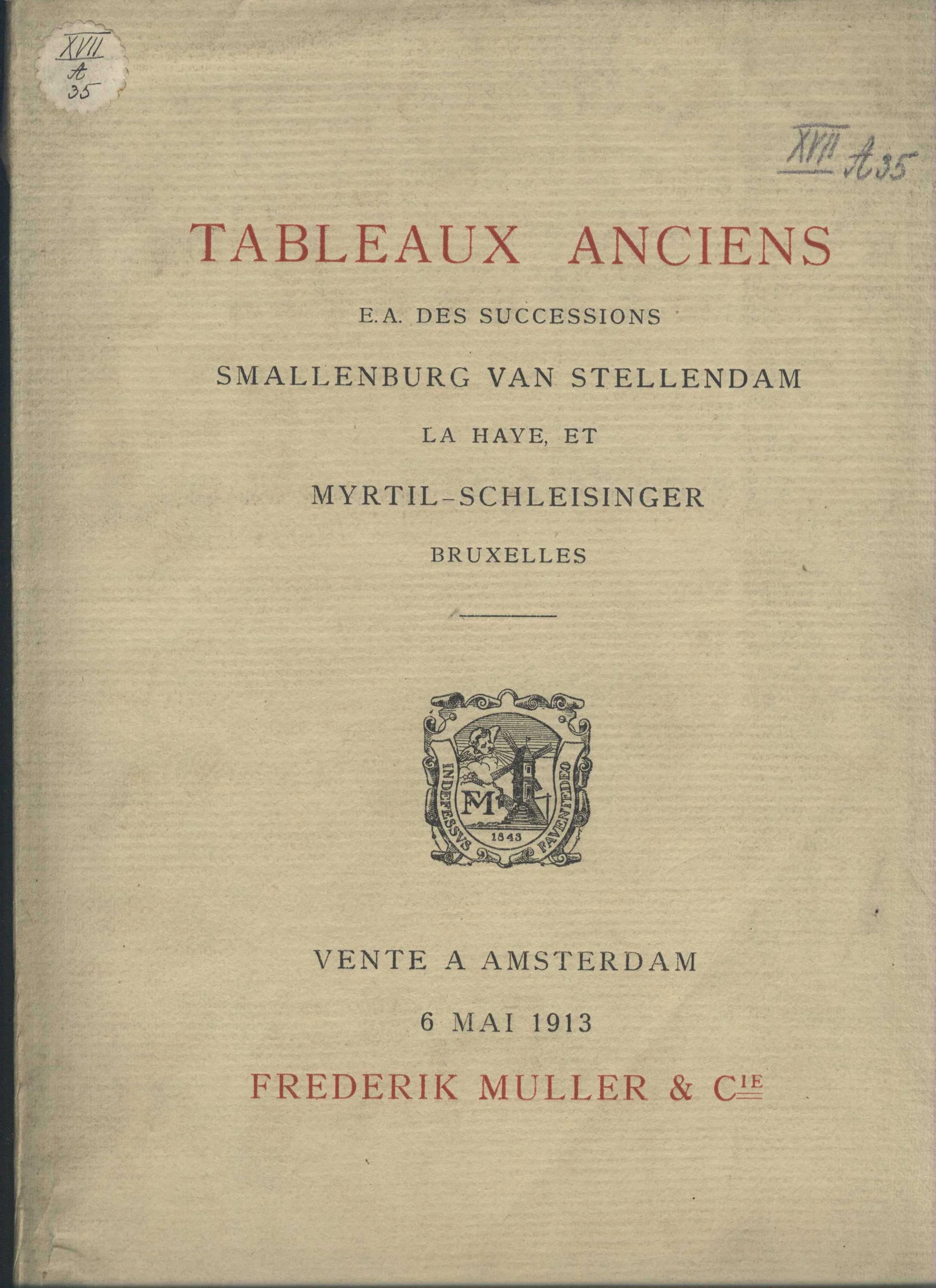 Náhledový obrázek předmětu Catalogue d'une vente importante de tableaux anciens