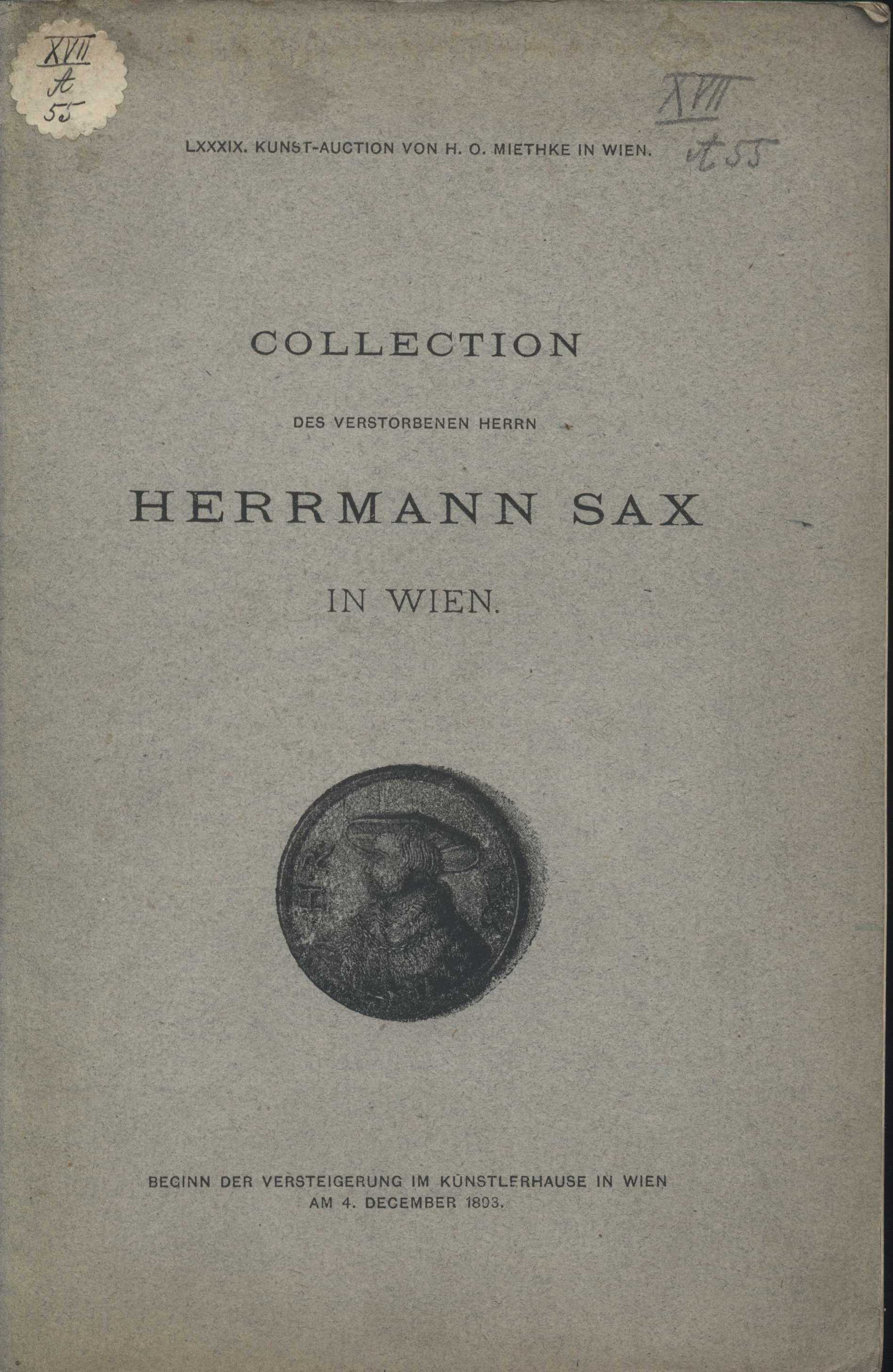 Náhledový obrázek Katalog der Kunstsammlung der verstorbenen Herrn Herrmann Sax in Wien - 1