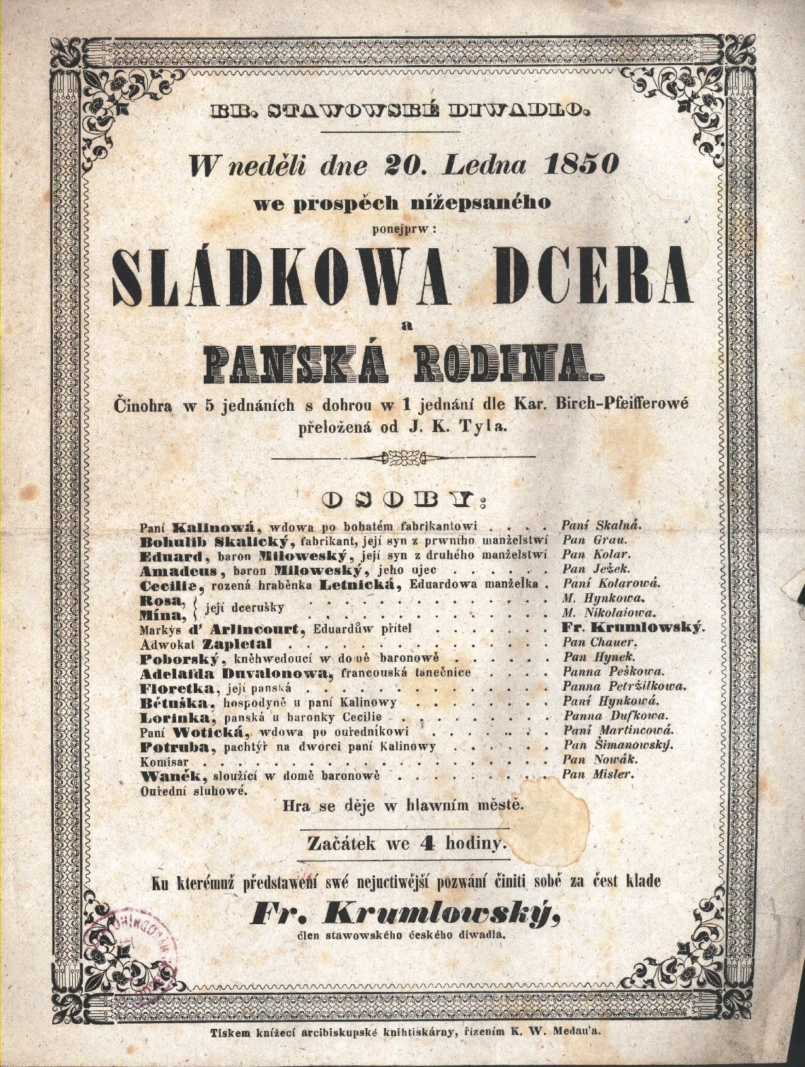 Obrázek Cedule Stavovského divadla