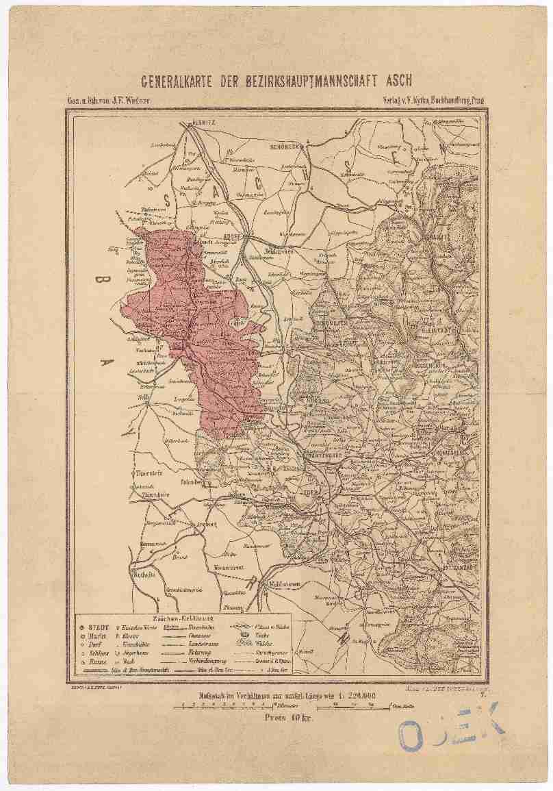 Náhledový obrázek Generalkarte der Bezirkshauptmannschaft Asch. - 1