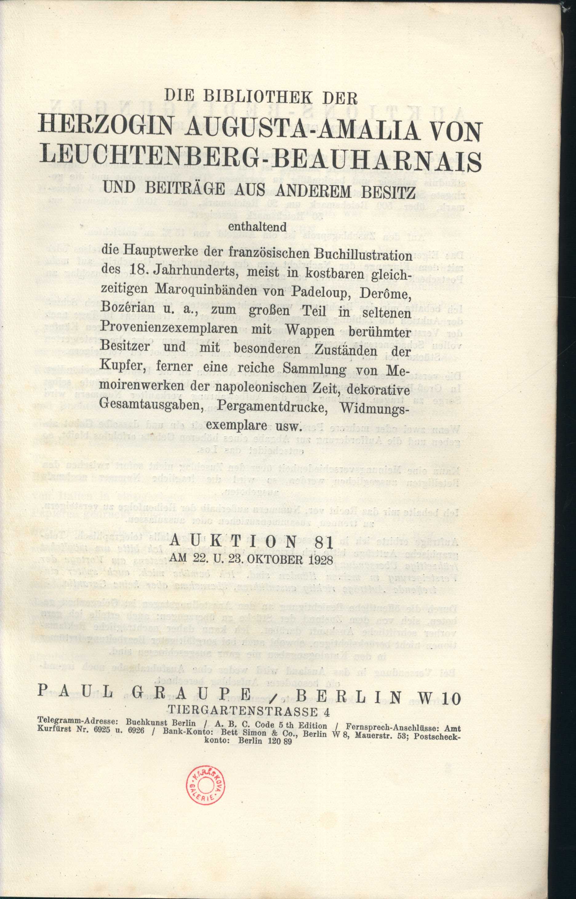 Náhledový obrázek Die Bibliothek der Herzogin Augusta-Amalie von Leuchtenberg-Beauharnais und Beiträge aus anderem Besitz - 3