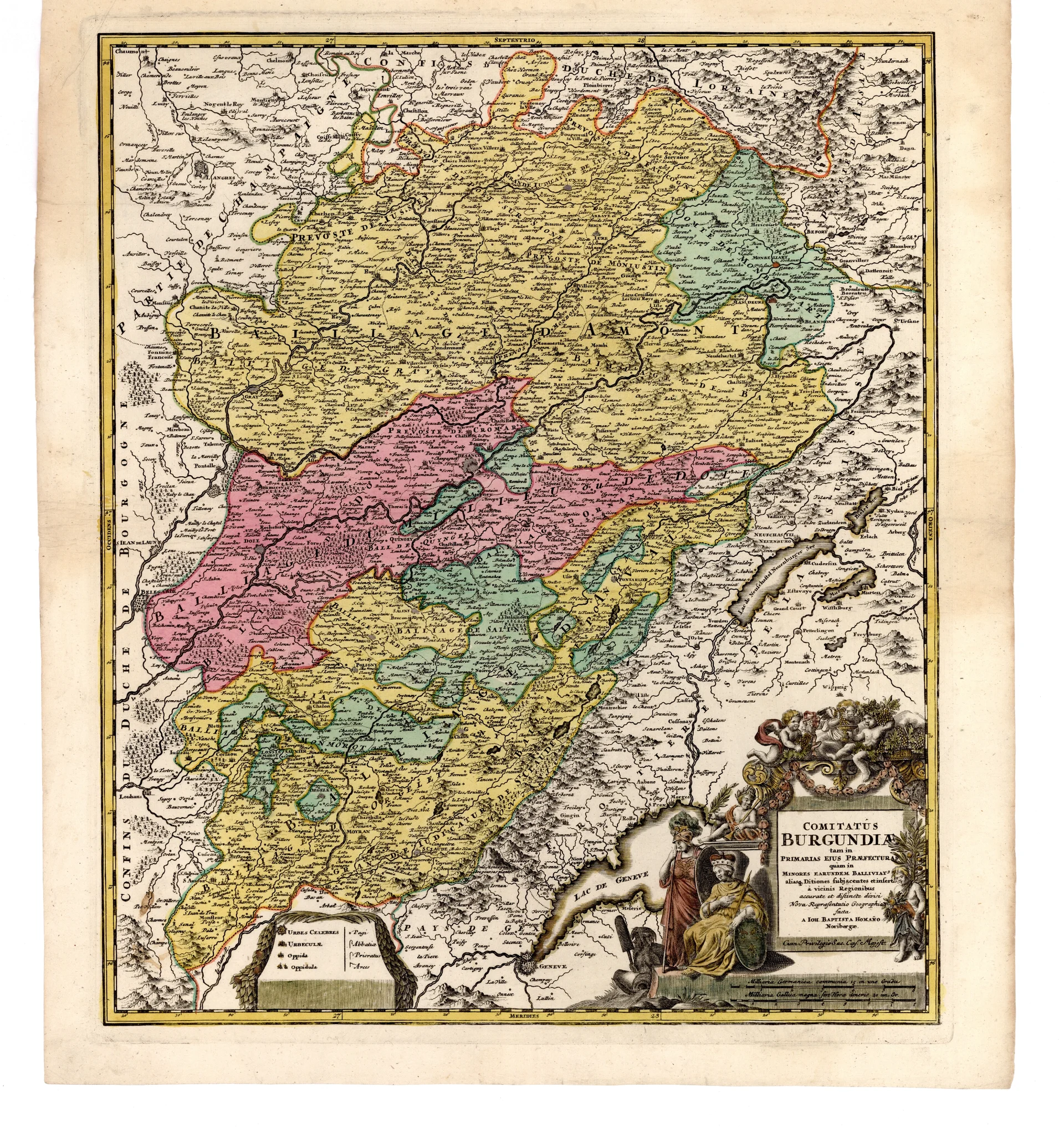 Náhledový obrázek předmětu COMITATUS BURGUNDIAE tam in PRIMARIAS EJUS PRAEFECTURAS quam in MINORES EARUNDEM BALLIVIAT[US] aliasq[ue] Ditiones subjacentes et insertas a vicinis Regionibus accurate et distincte divisi Nova Repraesentatio Geographica