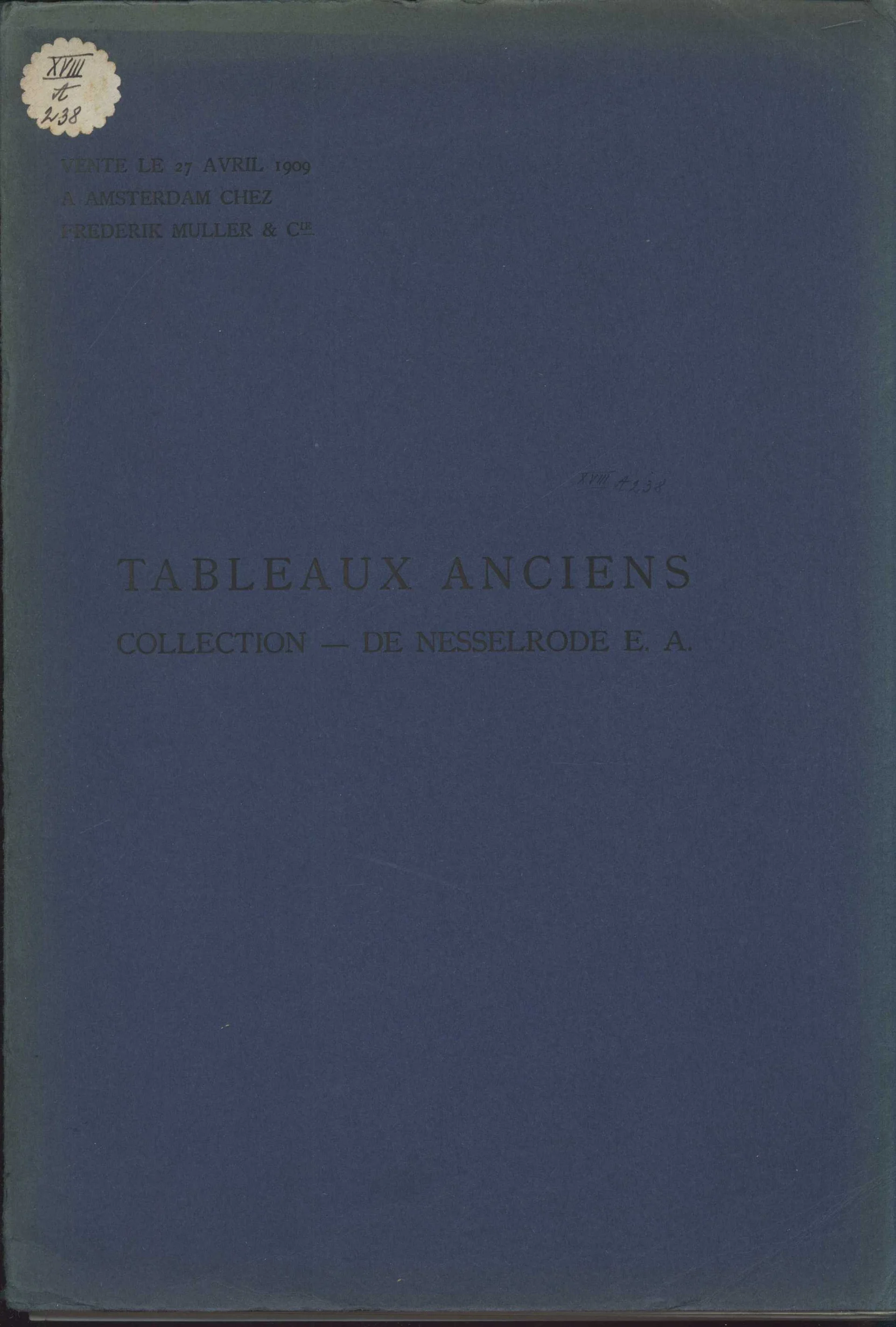 Náhledový obrázek předmětu Catalogue des tableaux anciens