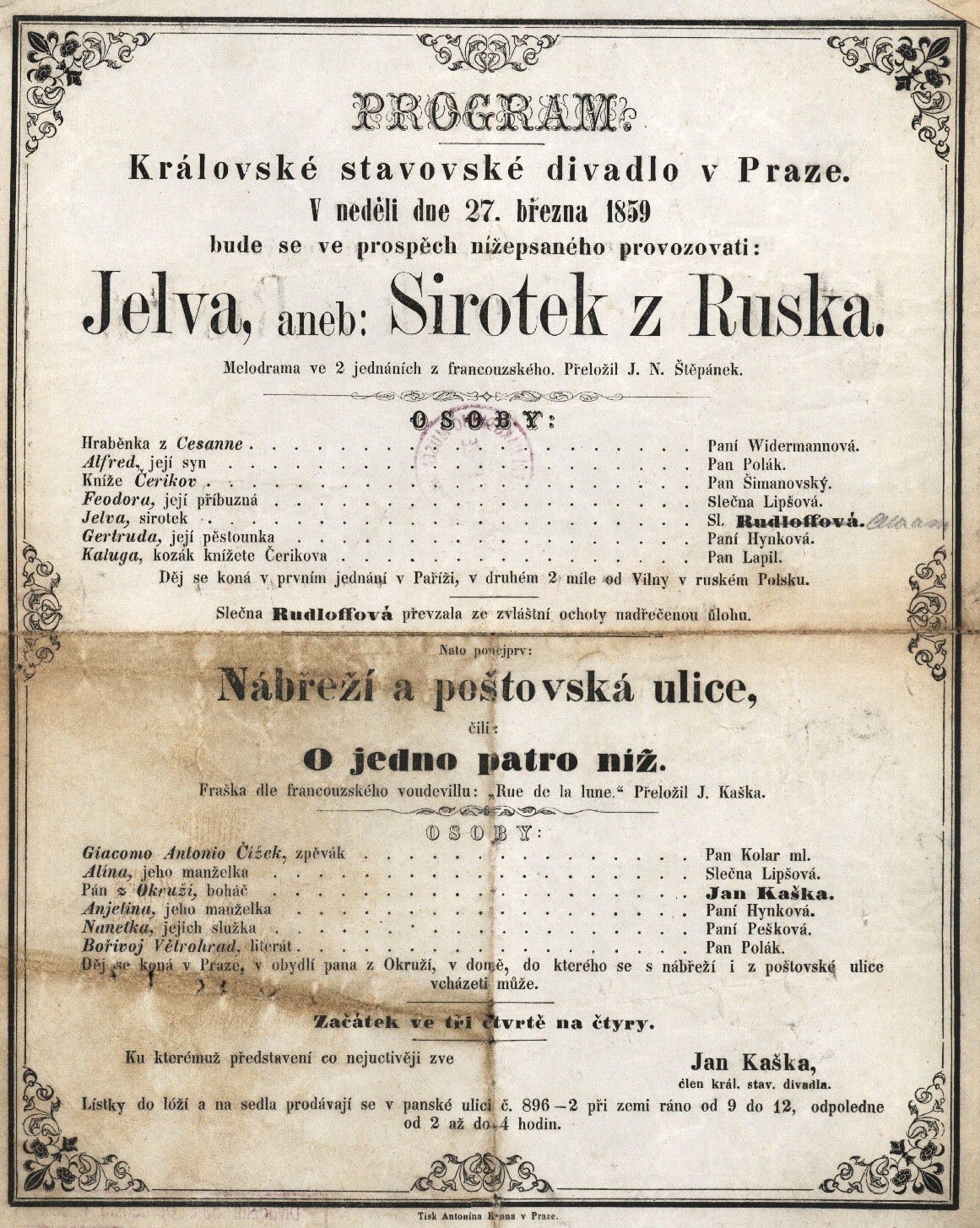 Náhledový obrázek Cedule Stavovského divadla - 1