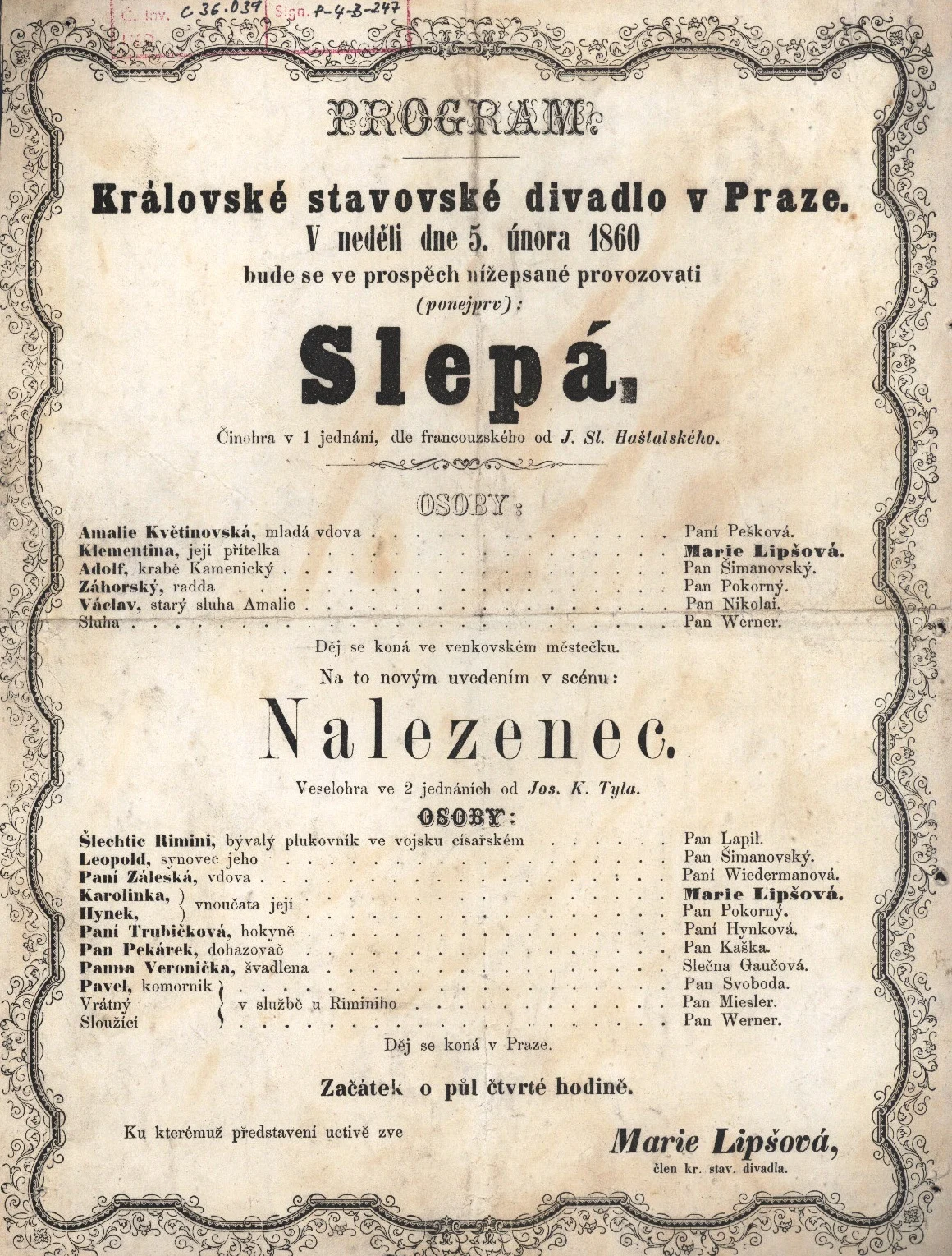 Obrázek Cedule Stavovského divadla