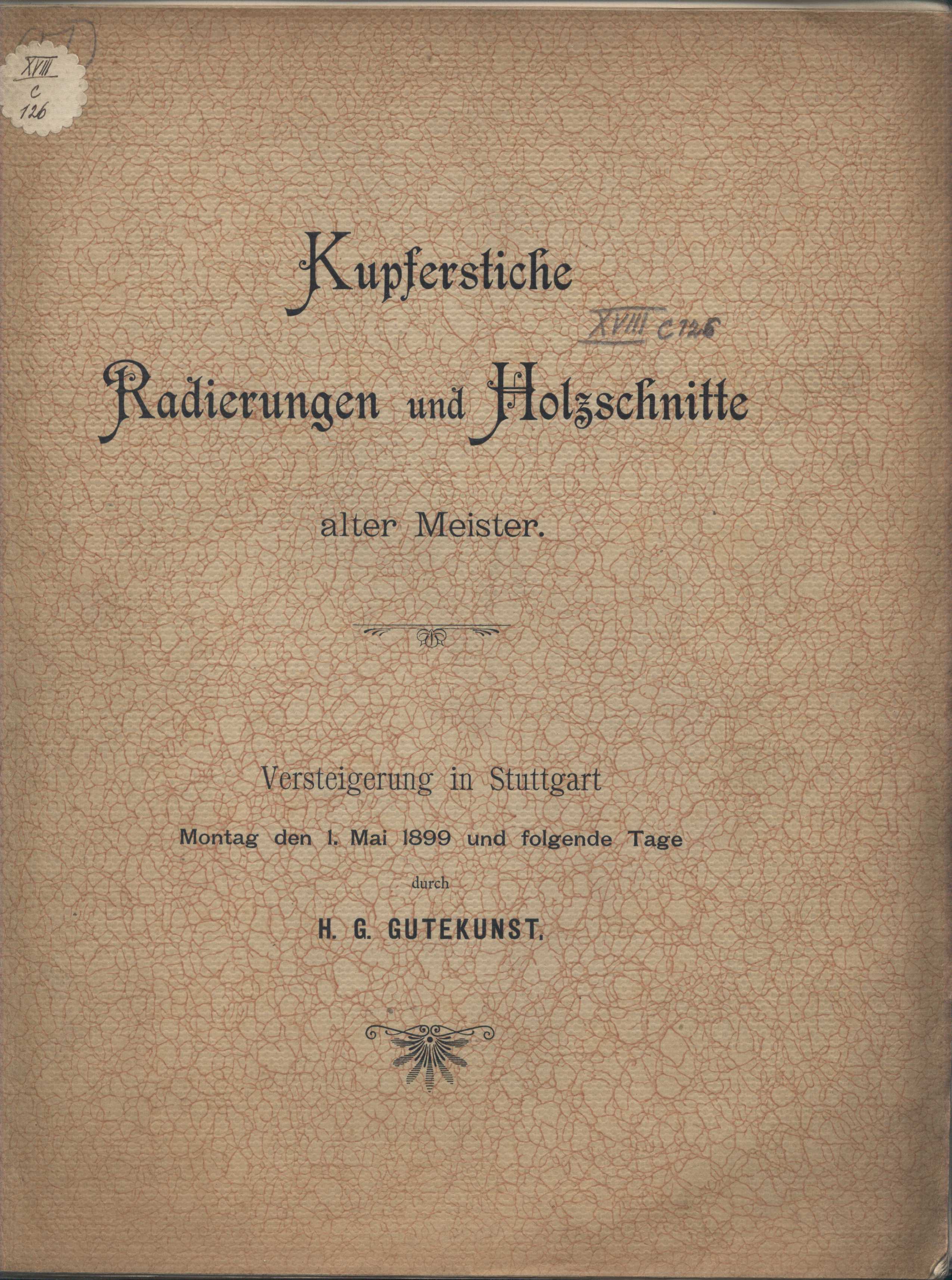 Náhledový obrázek Katalog von Kupferstichen, Radierungen, Holzschnitten etc. - 1