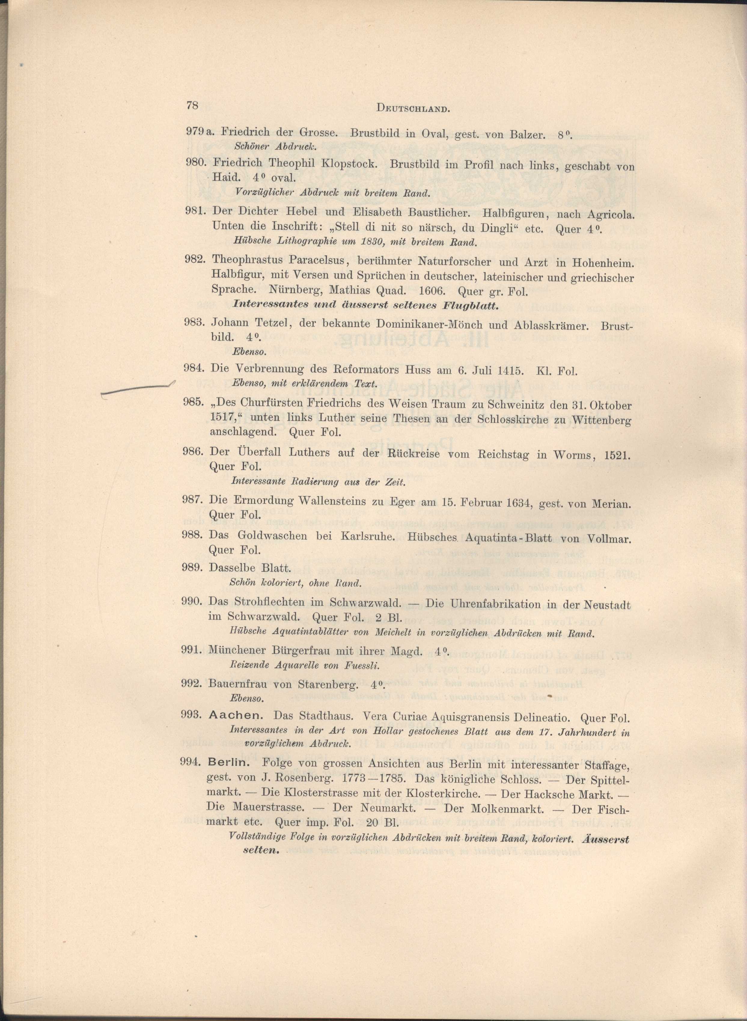 Náhledový obrázek Katalog wertvoller und seltener Blätter von Aldegrever, Bega, Beham, Burgkmair, Callot, Cranach, Dürer, Hollar, Lukas van Leyeden, Mantegna, Israel Van Meckenem, Potter, Rembrandt, Ruisdael, Schongauer, Wenzel von Olmütz etc. - 18