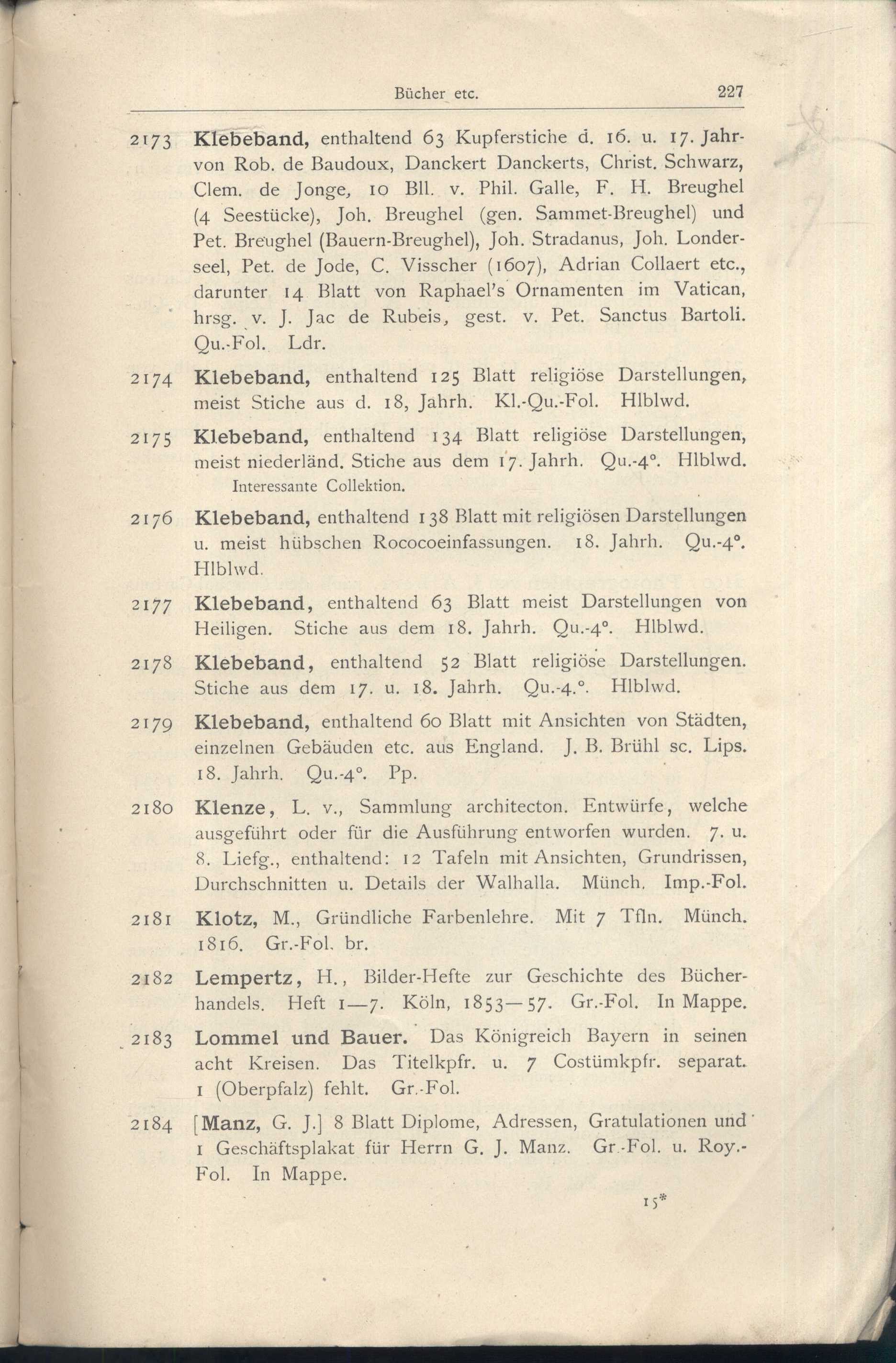 Náhledový obrázek Katalog der Kunst-Sammlung des Herrn Kommerzienraths und Verlagsbuchhändlers G. J. Manz in Regensburg - 100