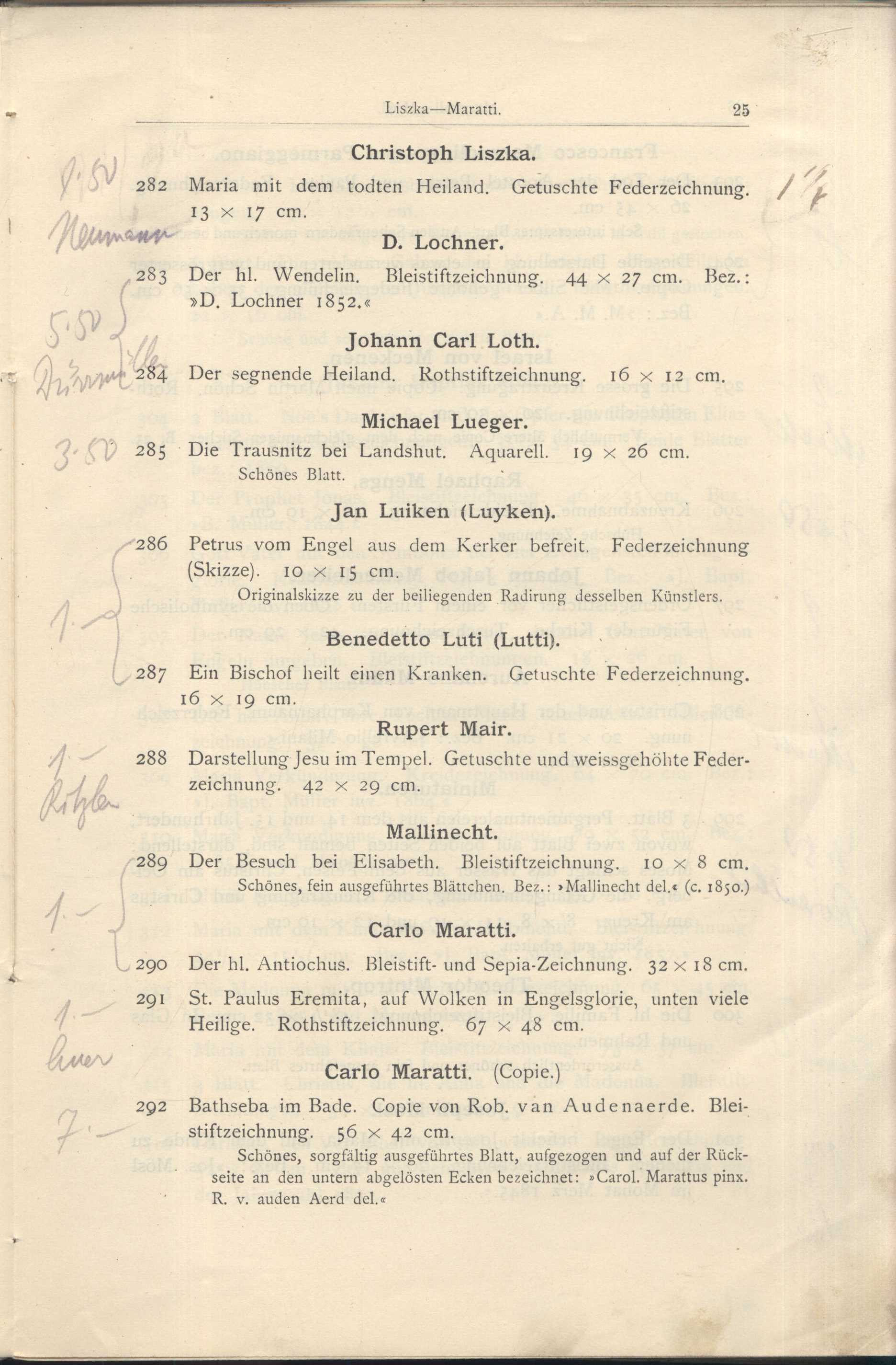 Náhledový obrázek Katalog der Kunst-Sammlung des Herrn Kommerzienraths und Verlagsbuchhändlers G. J. Manz in Regensburg - 27