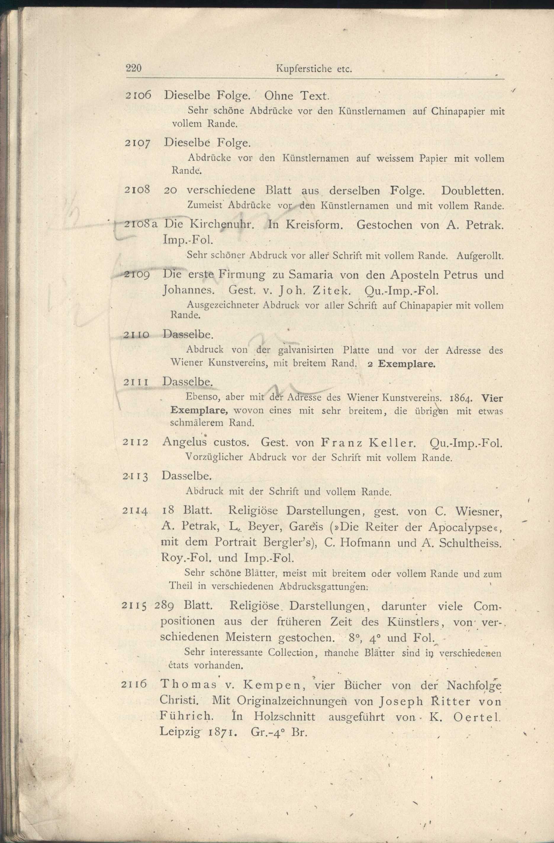 Náhledový obrázek Katalog der Kunst-Sammlung des Herrn Kommerzienraths und Verlagsbuchhändlers G. J. Manz in Regensburg - 97