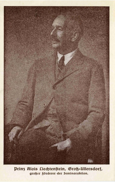 Náhledový obrázek Pohlednice s portrétní fotografií představitele spolku na podporu výstavby arcibiskupského chlapeckého semináře v Bruntále - 1