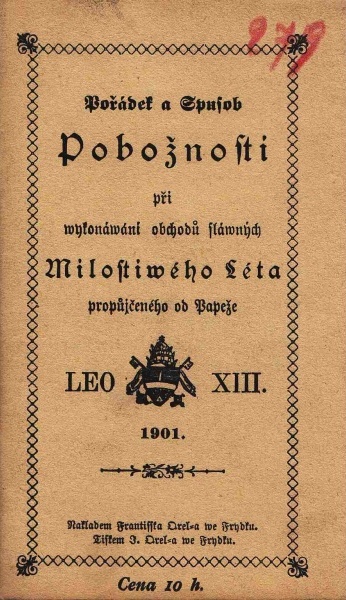 Náhledový obrázek Pořádek a způsob pobožnosti při vykonávání obchodů slavných milostivého léta propůjčeného od papeže Leo XIII. - 1