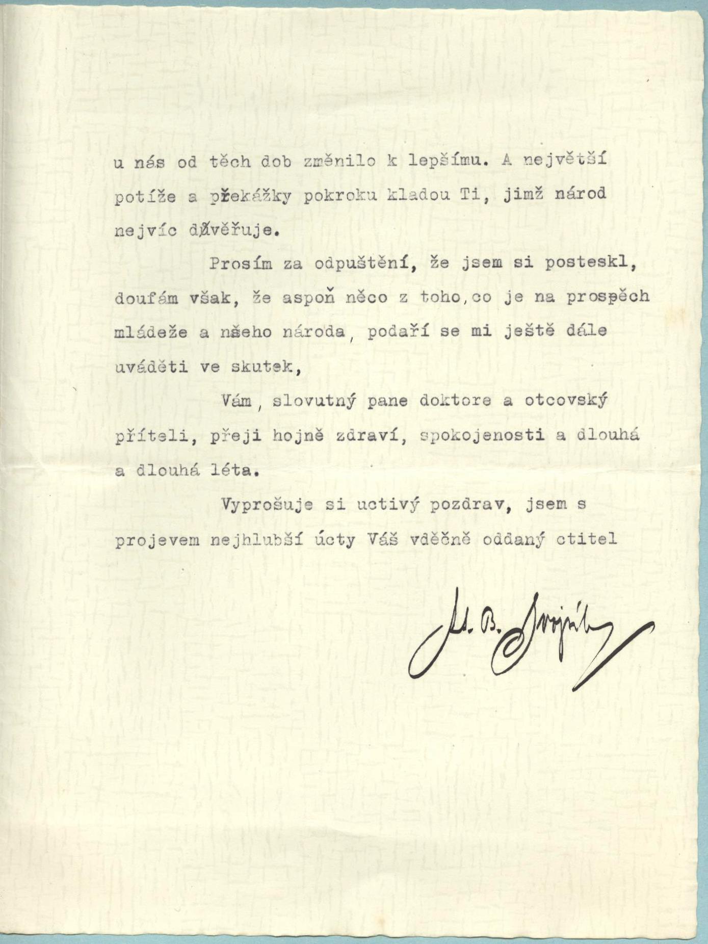 Náhledový obrázek Dopis A. B. Svojsíka Jiřímu Guthovi-Jarkovskému - 2