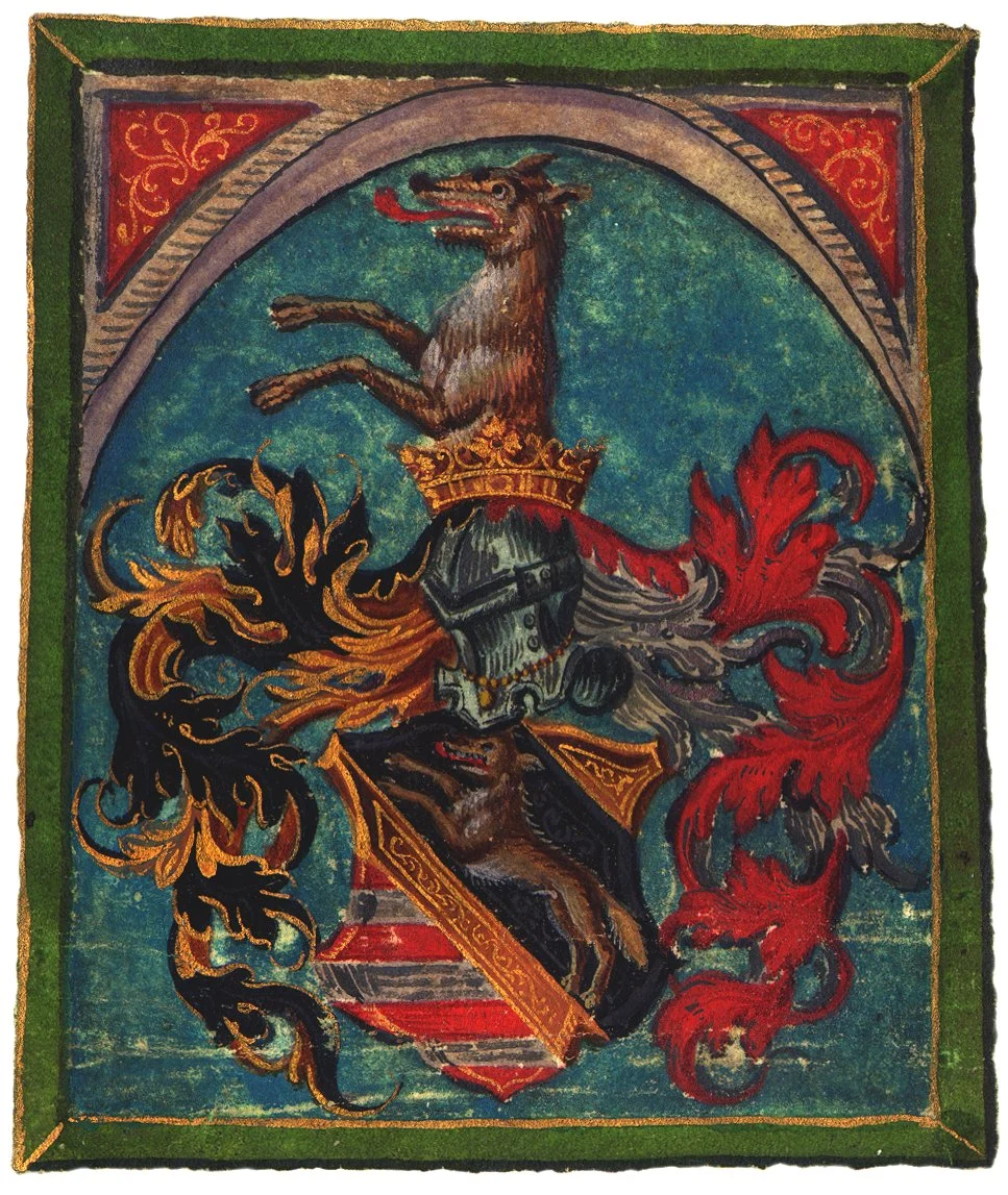 Náhledový obrázek předmětu Císař Ferdinand I. uděluje Jobstu Wolffrumbovi a Sebastianu Stadlerovi strýcům von Wolffersgrün erb