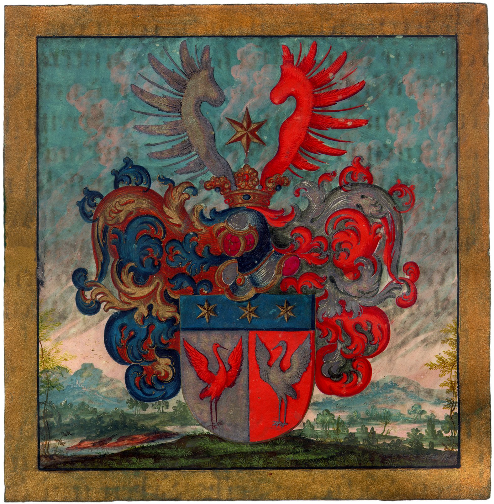 Náhledový obrázek Císař Karel VI. povyšuje Johanna Antona Tieschowského, hospodářského hejtmana poděbradského a kolínského panství, do českého rytířského stavu, uděluje mu erb a predikát von Tröstenberg - 1