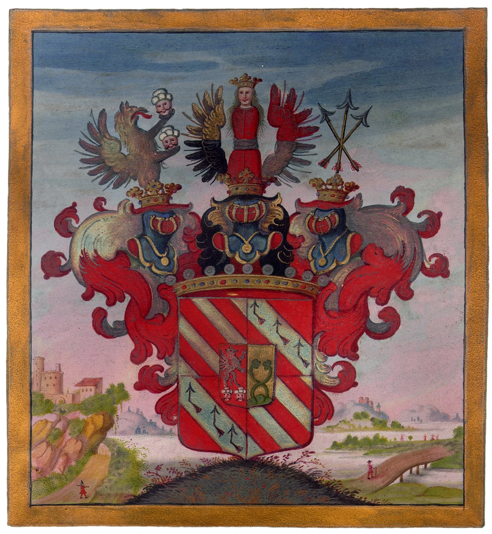Obrázek Císař Karel VI. povyšuje Maximiliana Lamberta svobodného pána von Klebelsberg do českého hraběcího stavu, uděluje mu predikáty Hoch- und Wohlgebohrn a Freyherr zu Thumbburg a polepšuje mu erb