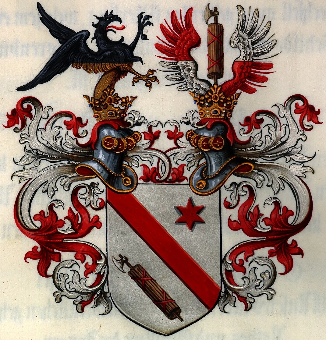 Obrázek Císař František Josef I. povyšuje Ignaze Boresche, vicepresidenta vrchního zemského soudu v Praze, na základě Leopoldova řádu uděleného 22. prosince 1872, do rytířského stavu, uděluje mu predikát Ritter von a erb