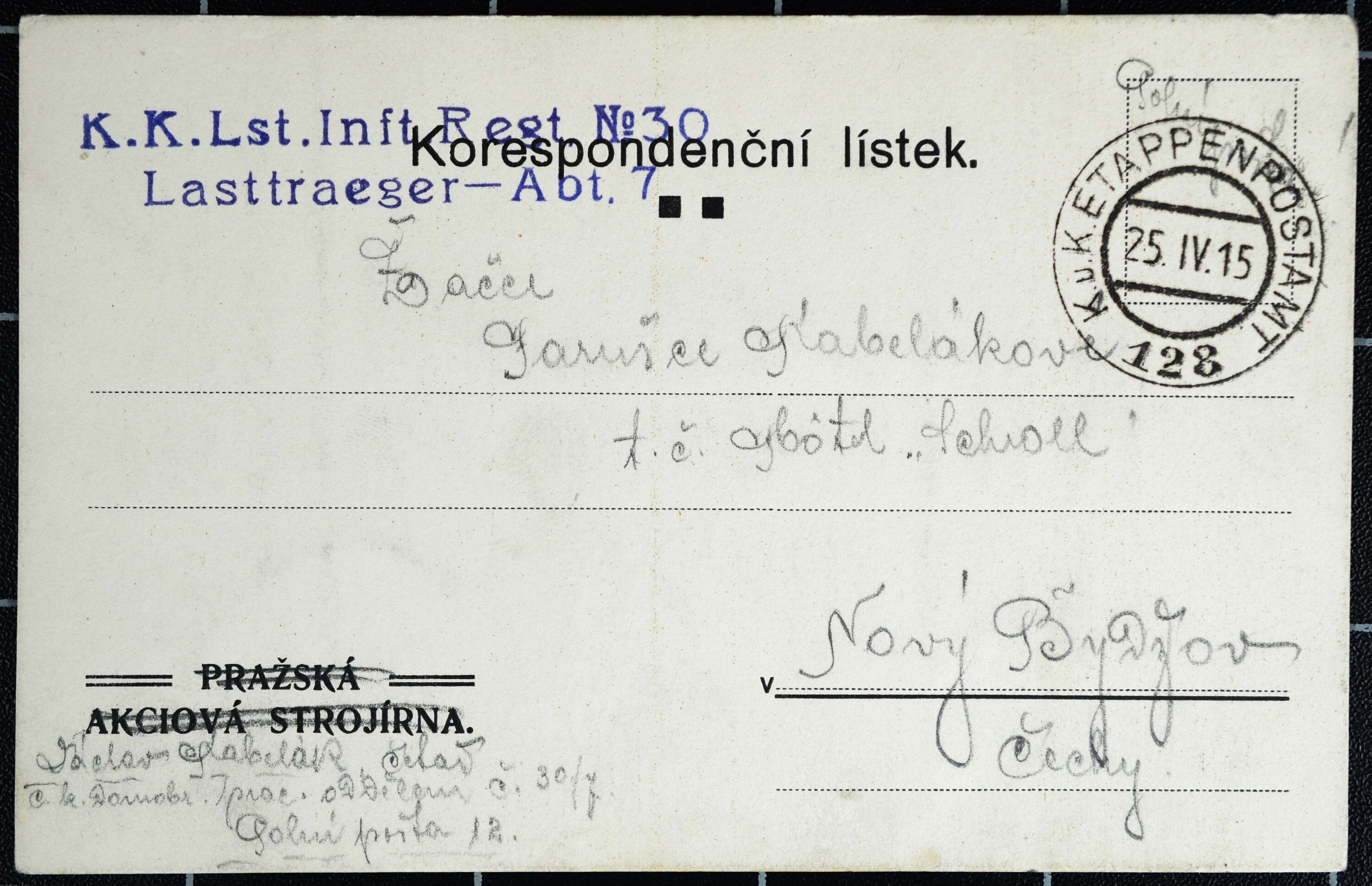 Náhledový obrázek Pohlednice Václava Kabeláka - 1