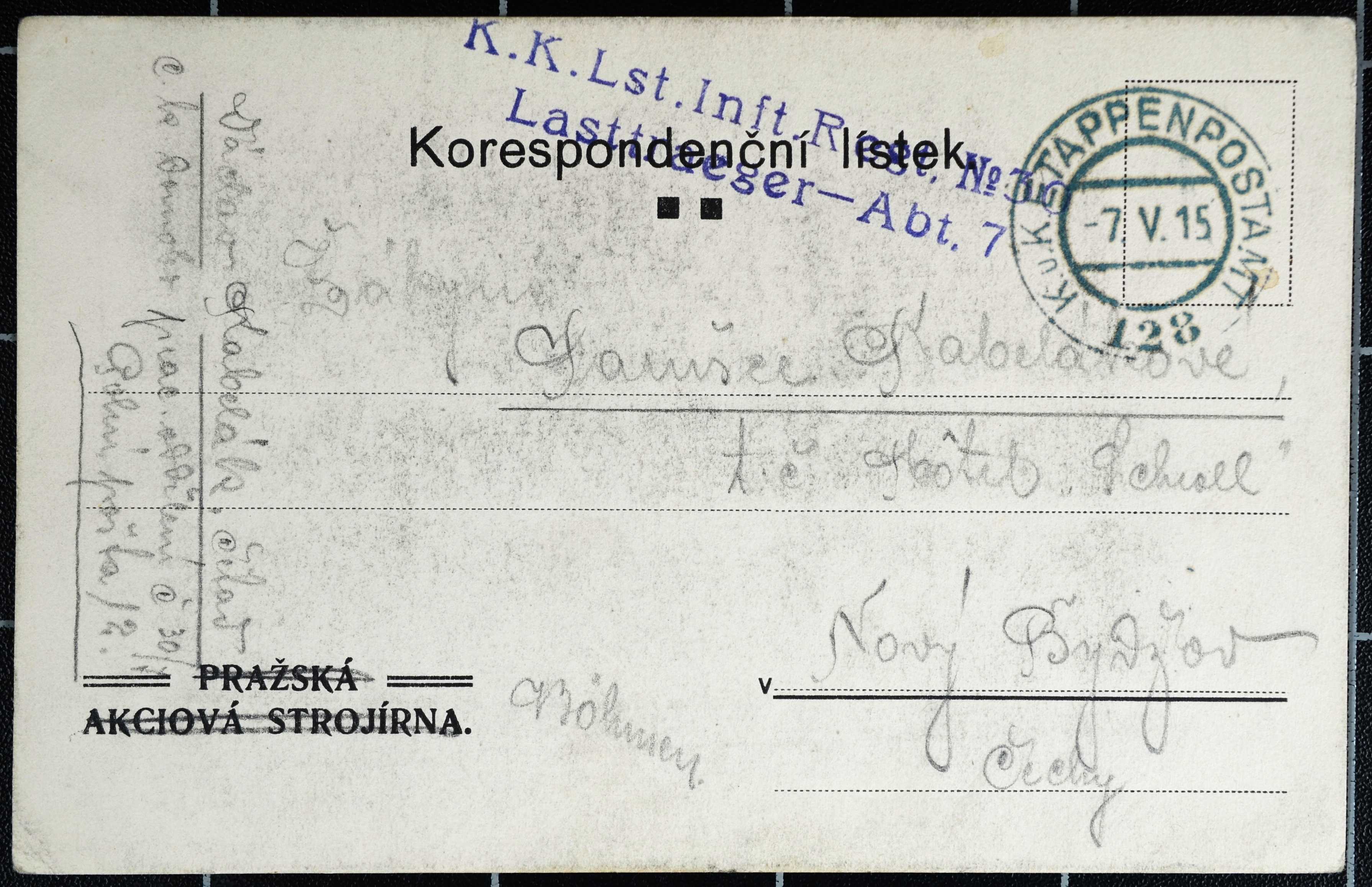 Náhledový obrázek Pohlednice Václava Kabeláka - 1
