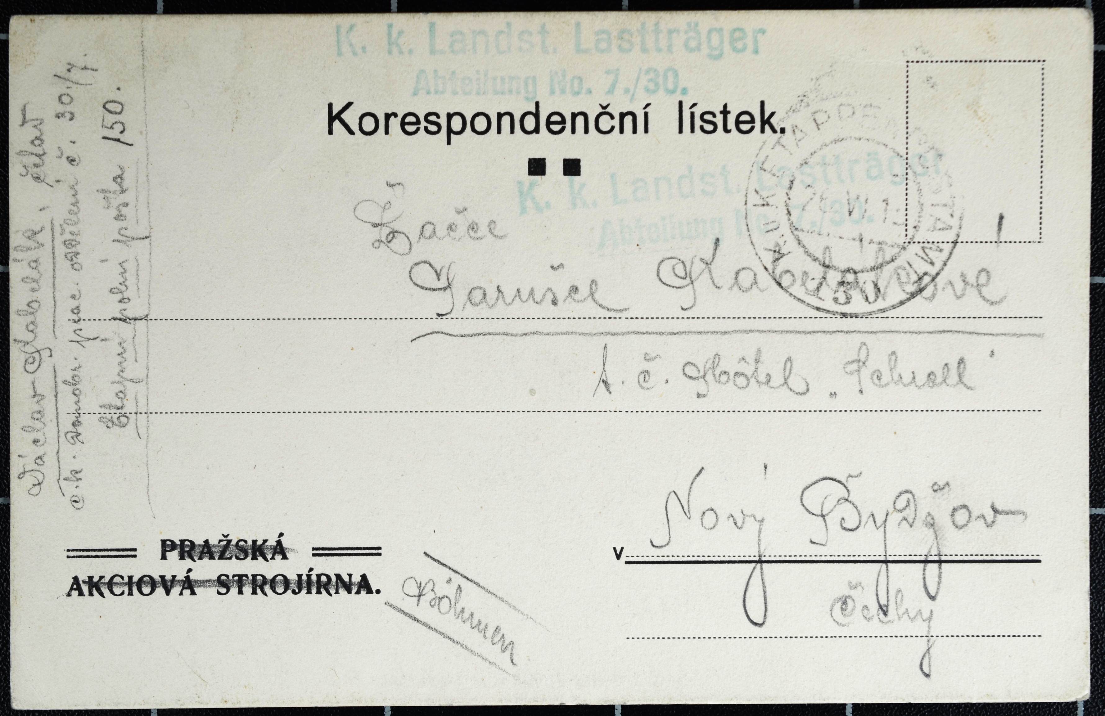 Náhledový obrázek Pohlednice Václava Kabeláka - 1