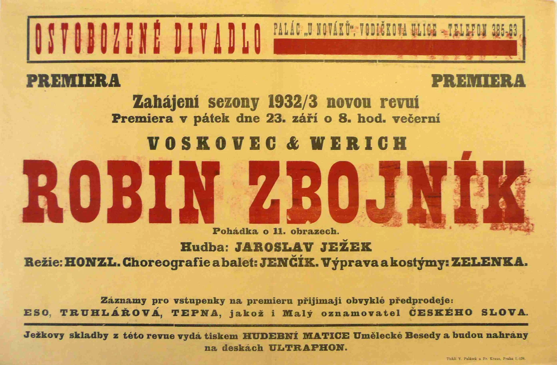 Obrázek Plakát Osvobozeného divadla: V+W: Robin zbojník