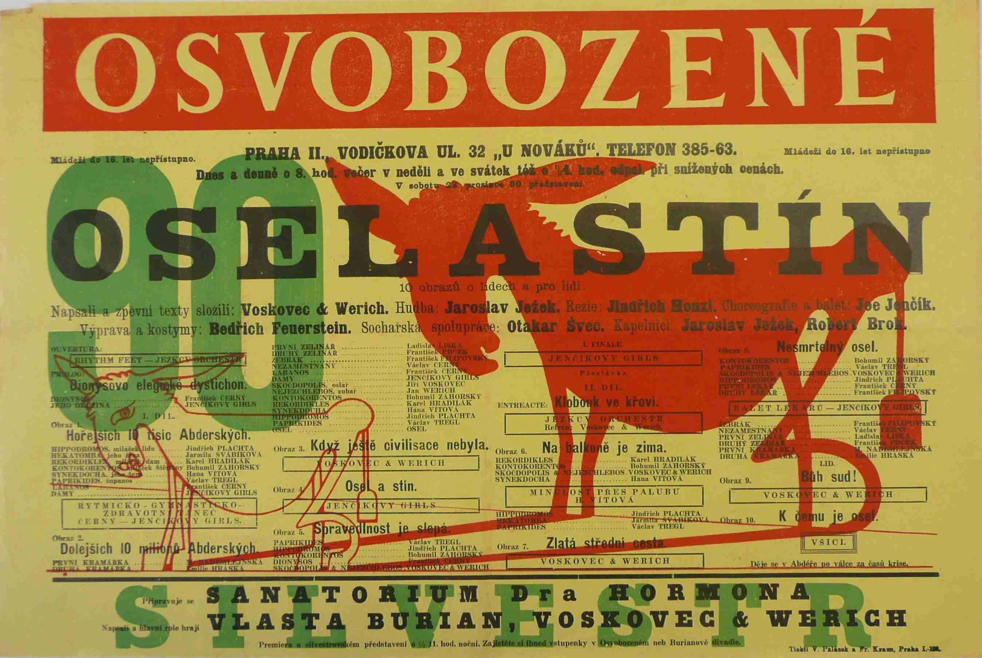 Obrázek Plakát Osvobozeného divadla:  V+W: Osel a stín
