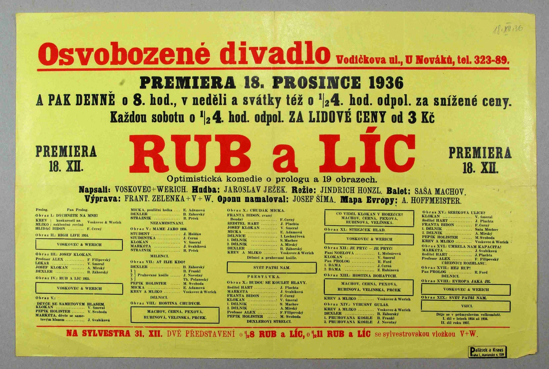 Obrázek Plakát Osvobozeného divadla: V+W: Rub a líc