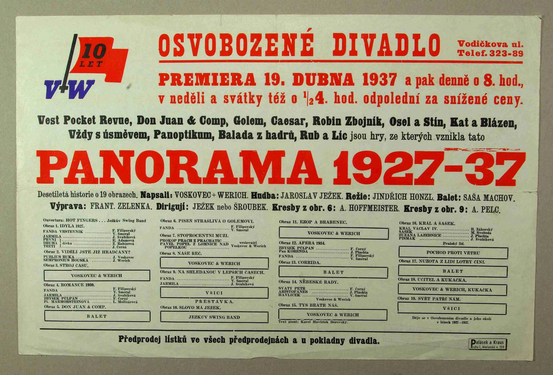 Obrázek Plakát Osvobozeného divadla: V+W: Panorama  1927-37