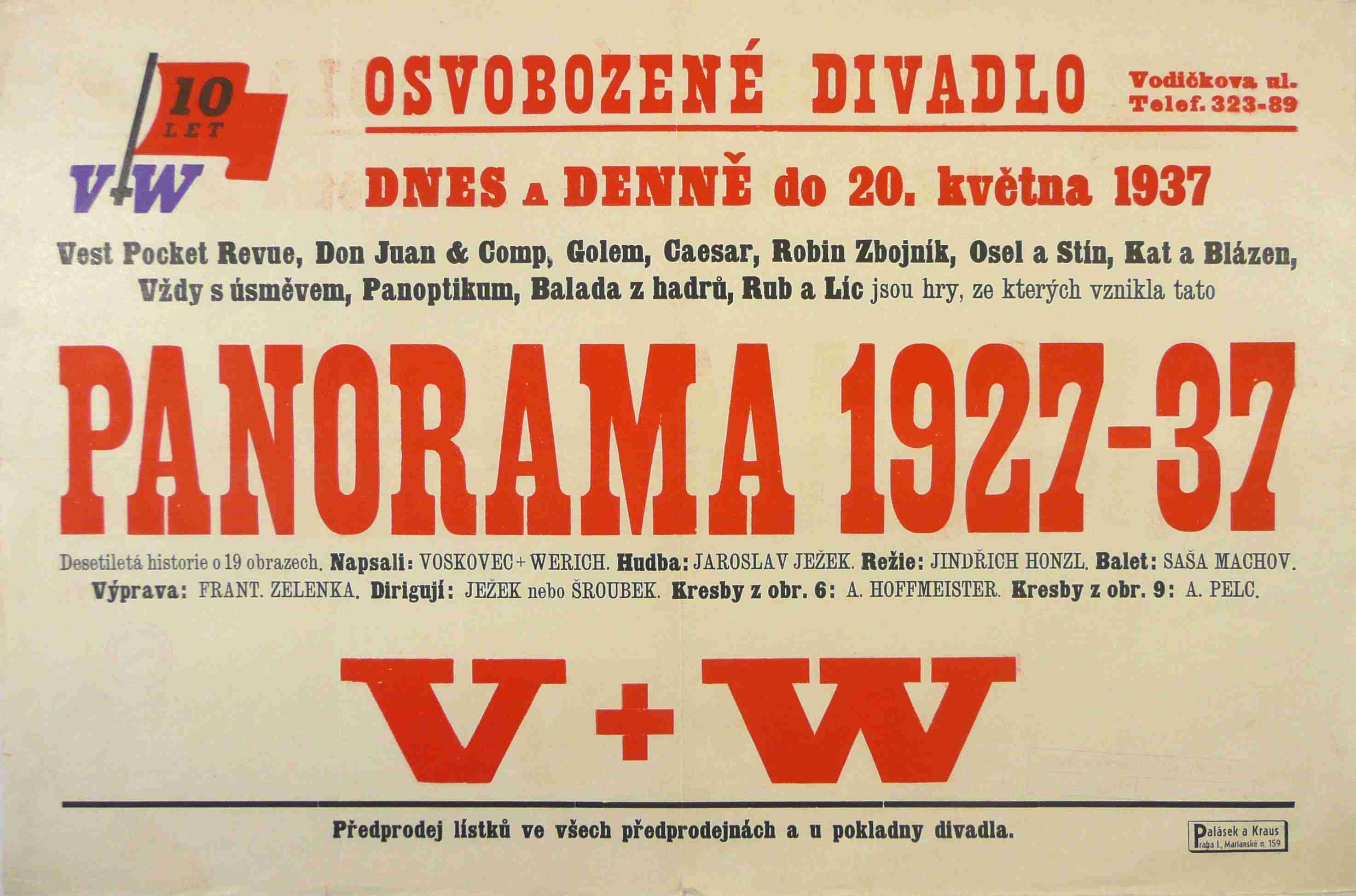 Náhledový obrázek Plakát Osvobozeného divadla: V+W: Panorama  1927-37 - 1