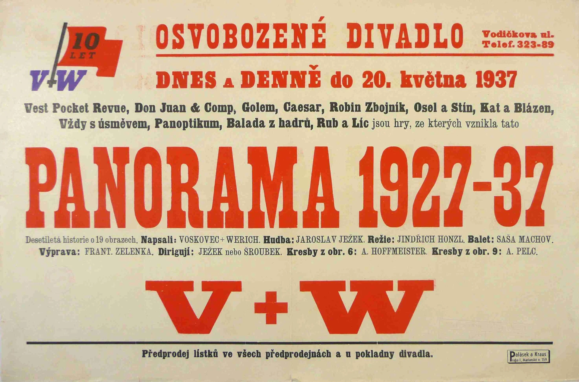 Obrázek Plakát Osvobozeného divadla: V+W: Panorama  1927-37