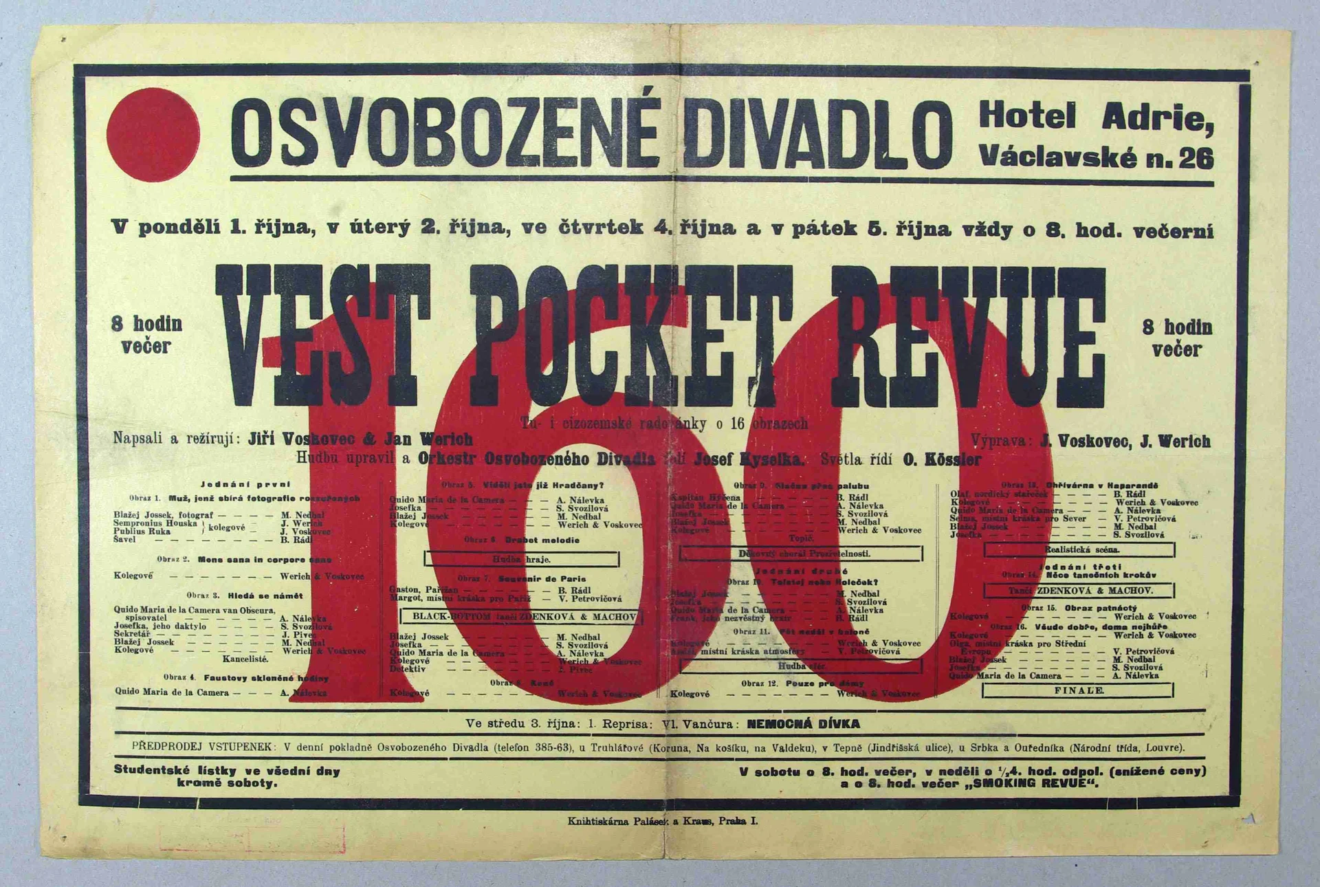 Obrázek Plakát Osvobozeného divadla: V+W: Vest pocket revue