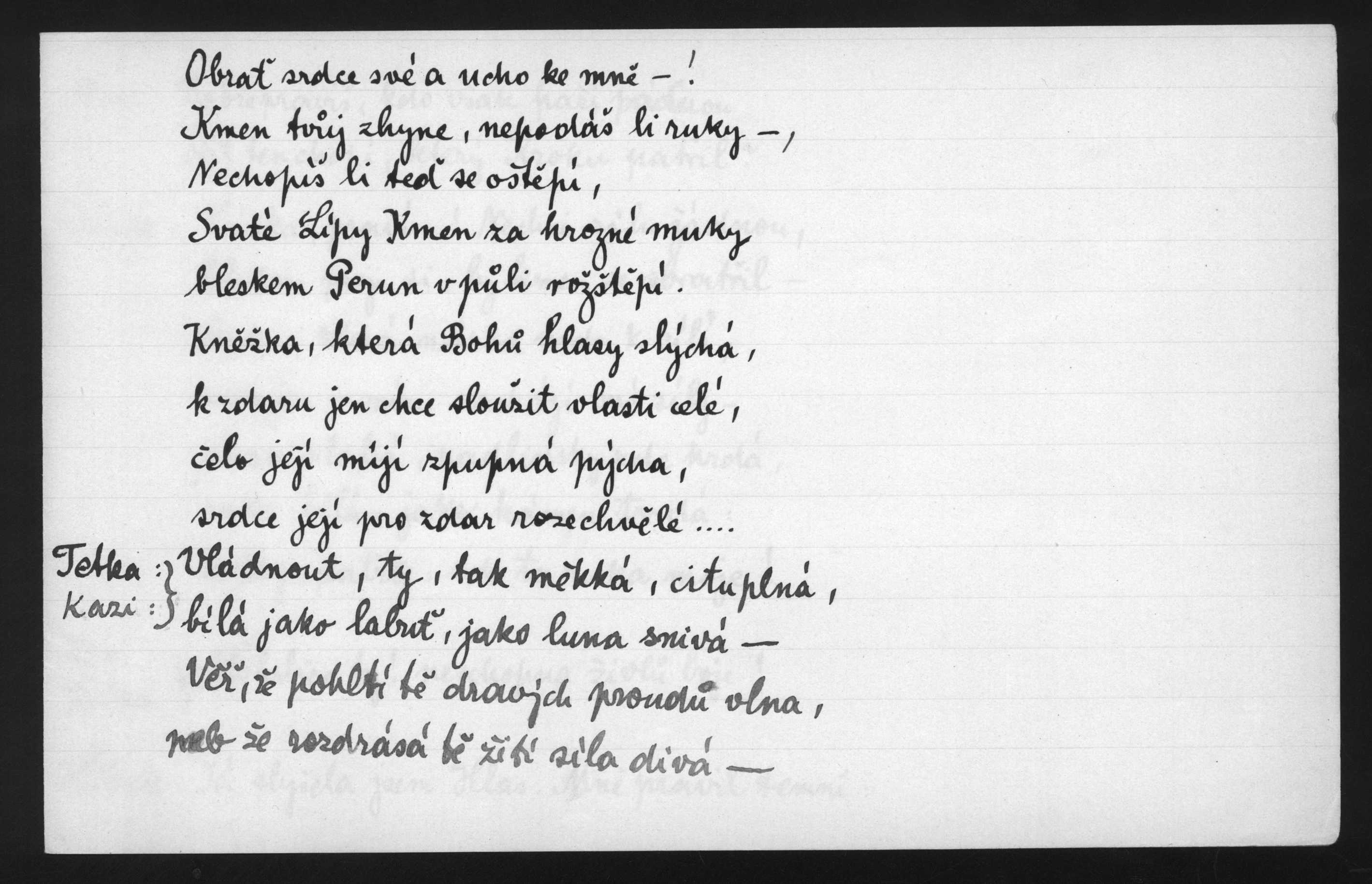 Náhledový obrázek Kněžna Libuše, operní libreto - jednání první - 1