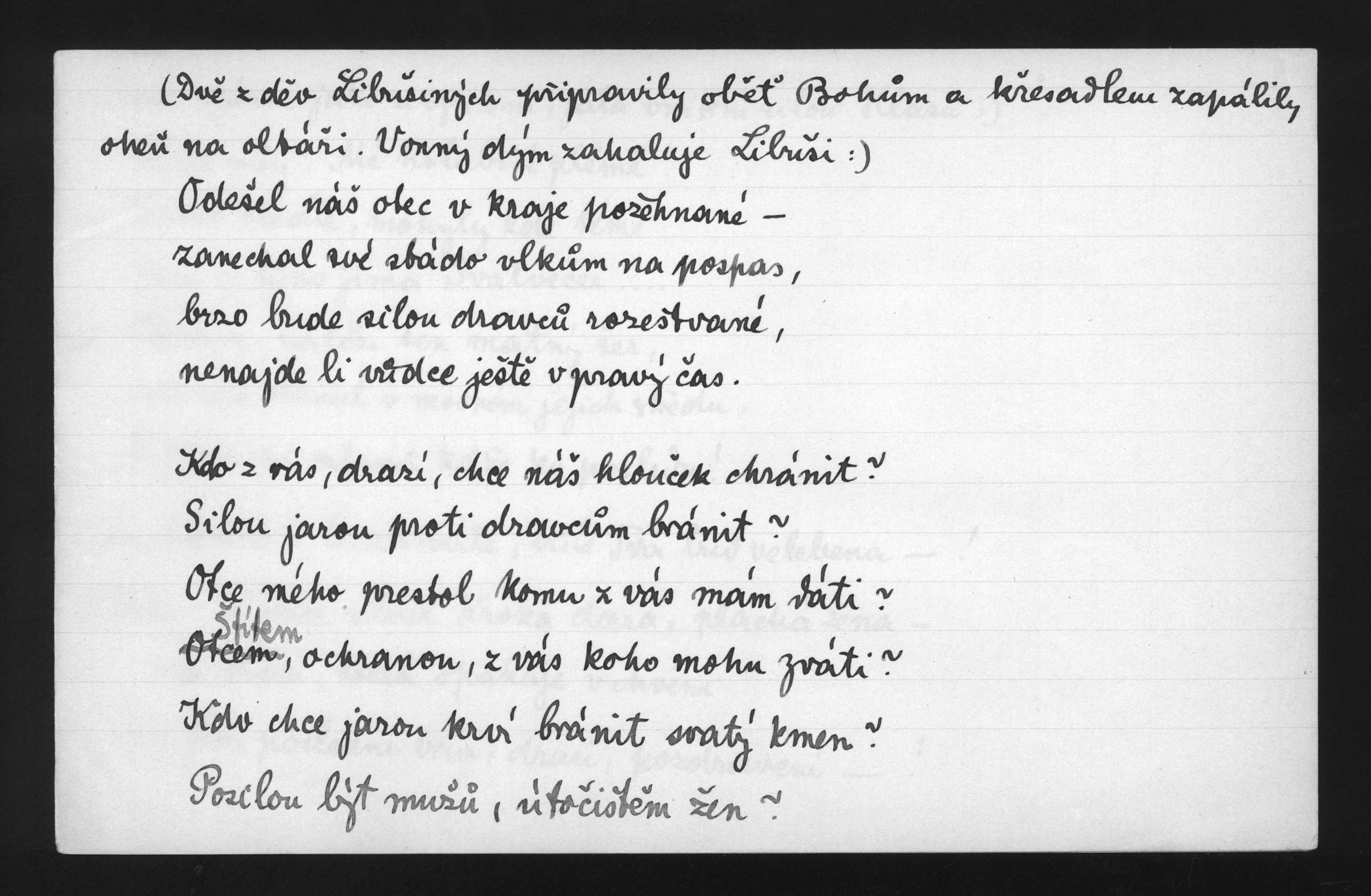 Náhledový obrázek Kněžna Libuše, operní libreto - jednání první - 1