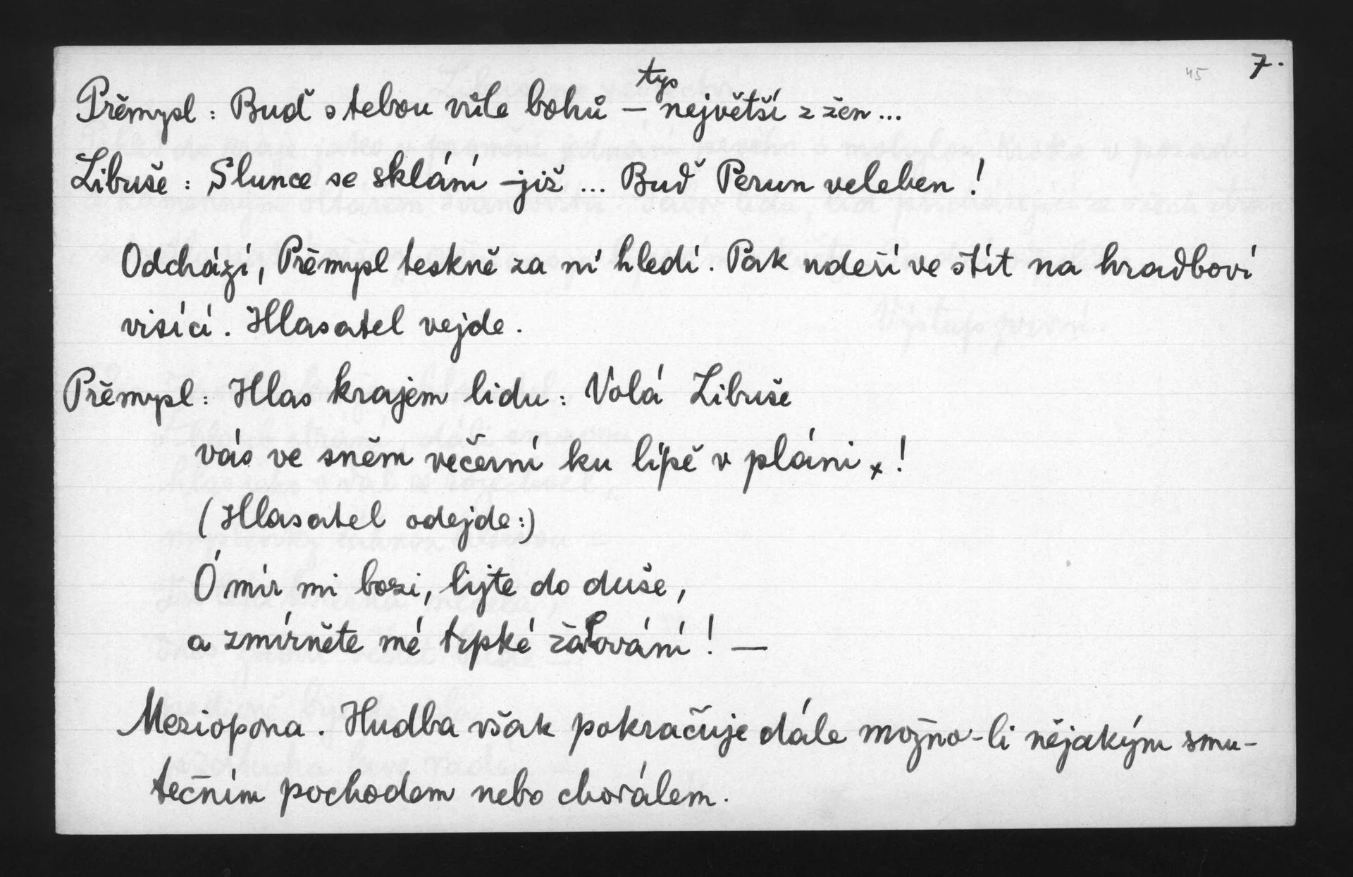 Obrázek Kněžna Libuše, operní libreto - jednání třetí