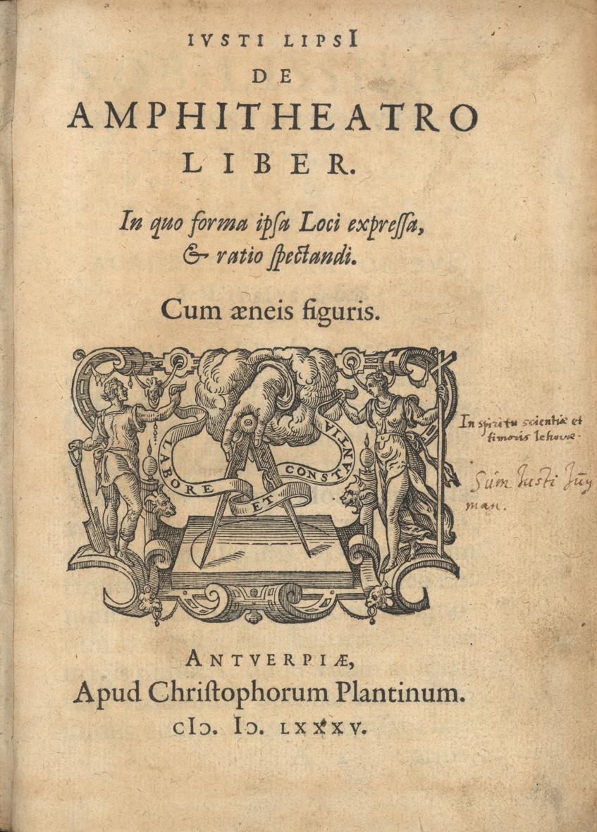 Náhledový obrázek Ivsti Lipsi De amphitheatro liber - titulní stránka - 1
