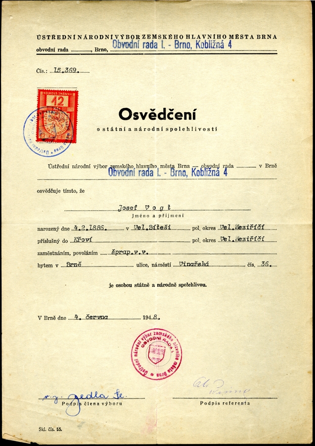 Náhledový obrázek Dokumenty vojáka Josefa Vogta - 12
