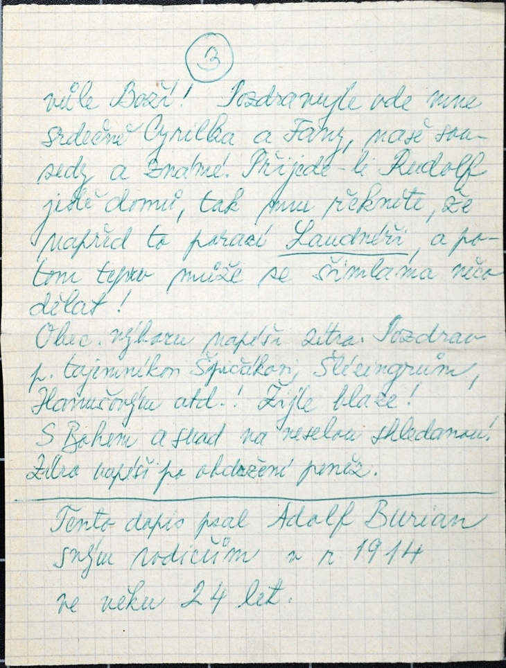 Náhledový obrázek Opis dopisu Adolfa Buriana - 3
