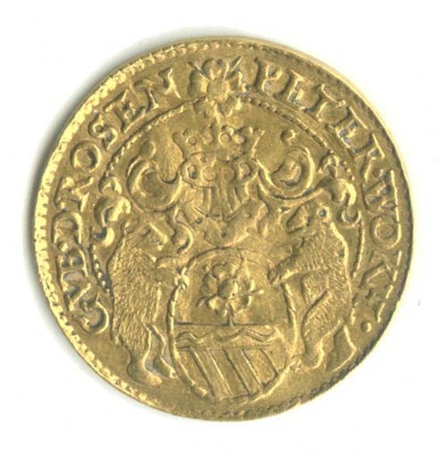 Náhledový obrázek Rožmberský dukát z roku 1592 - 1