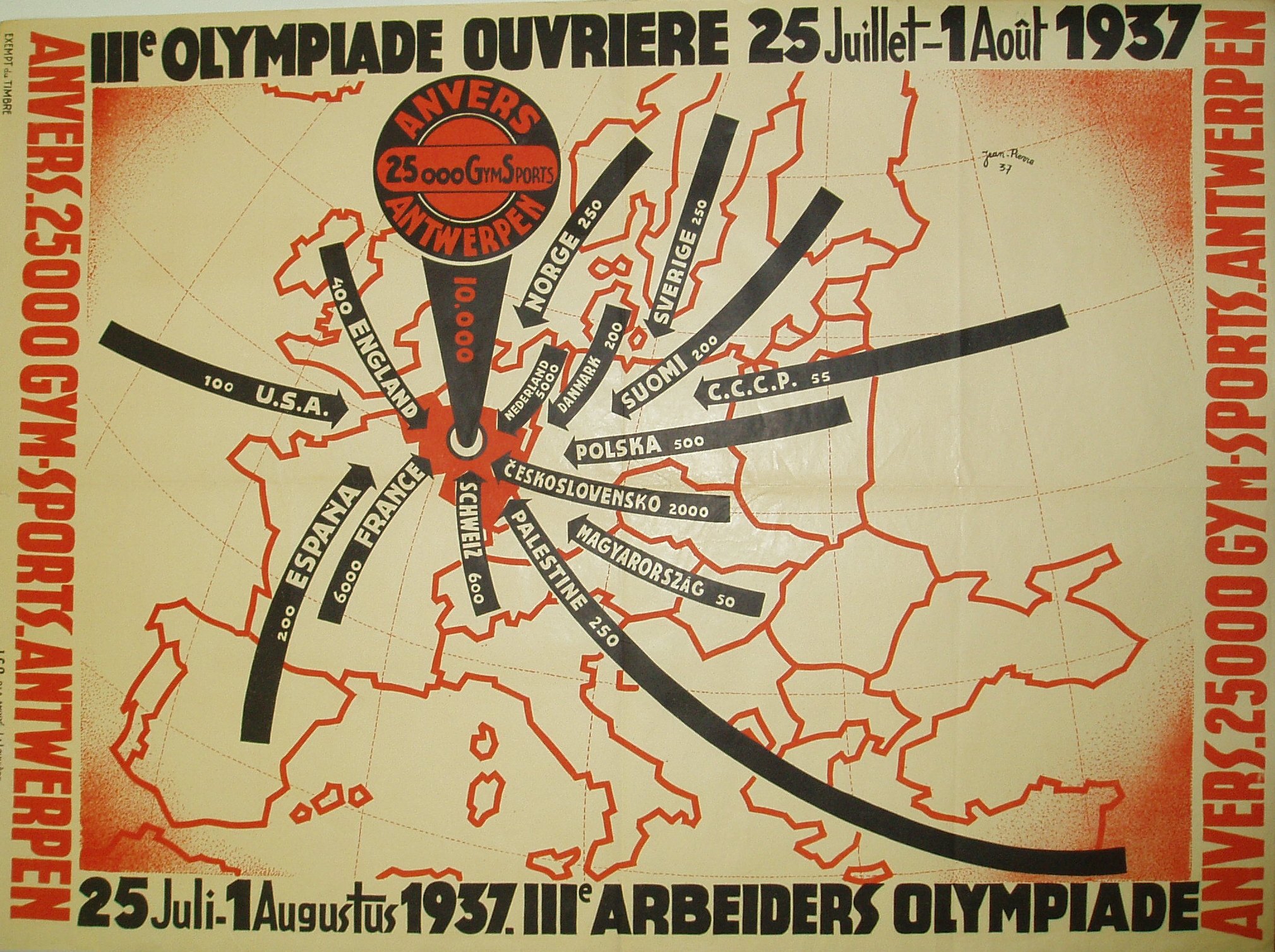 Náhledový obrázek III. Mezinárodní dělnická olympiáda. Antverpy 1937 - 1