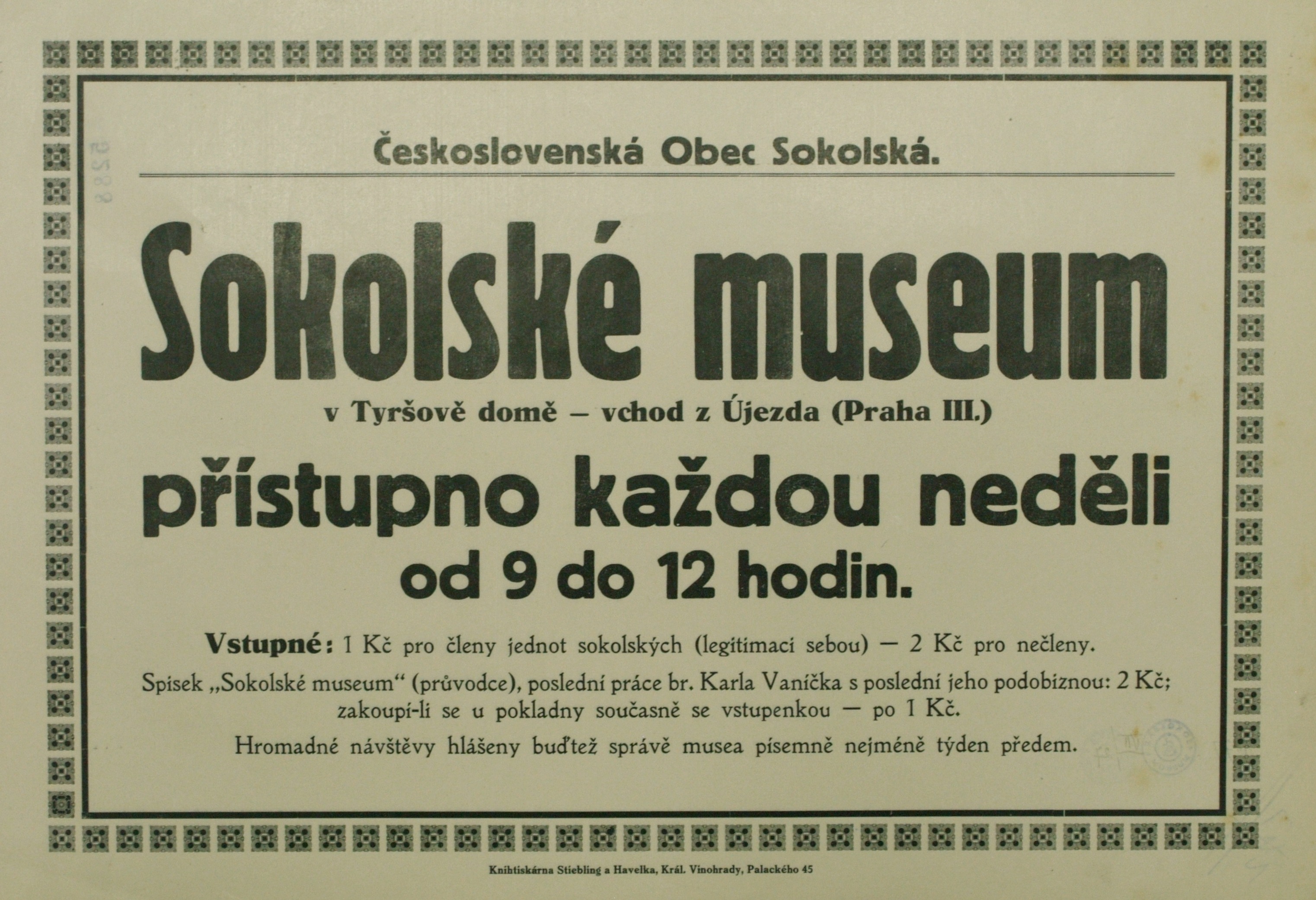 Náhledový obrázek Sokolské museum v Tyršově domě - 1