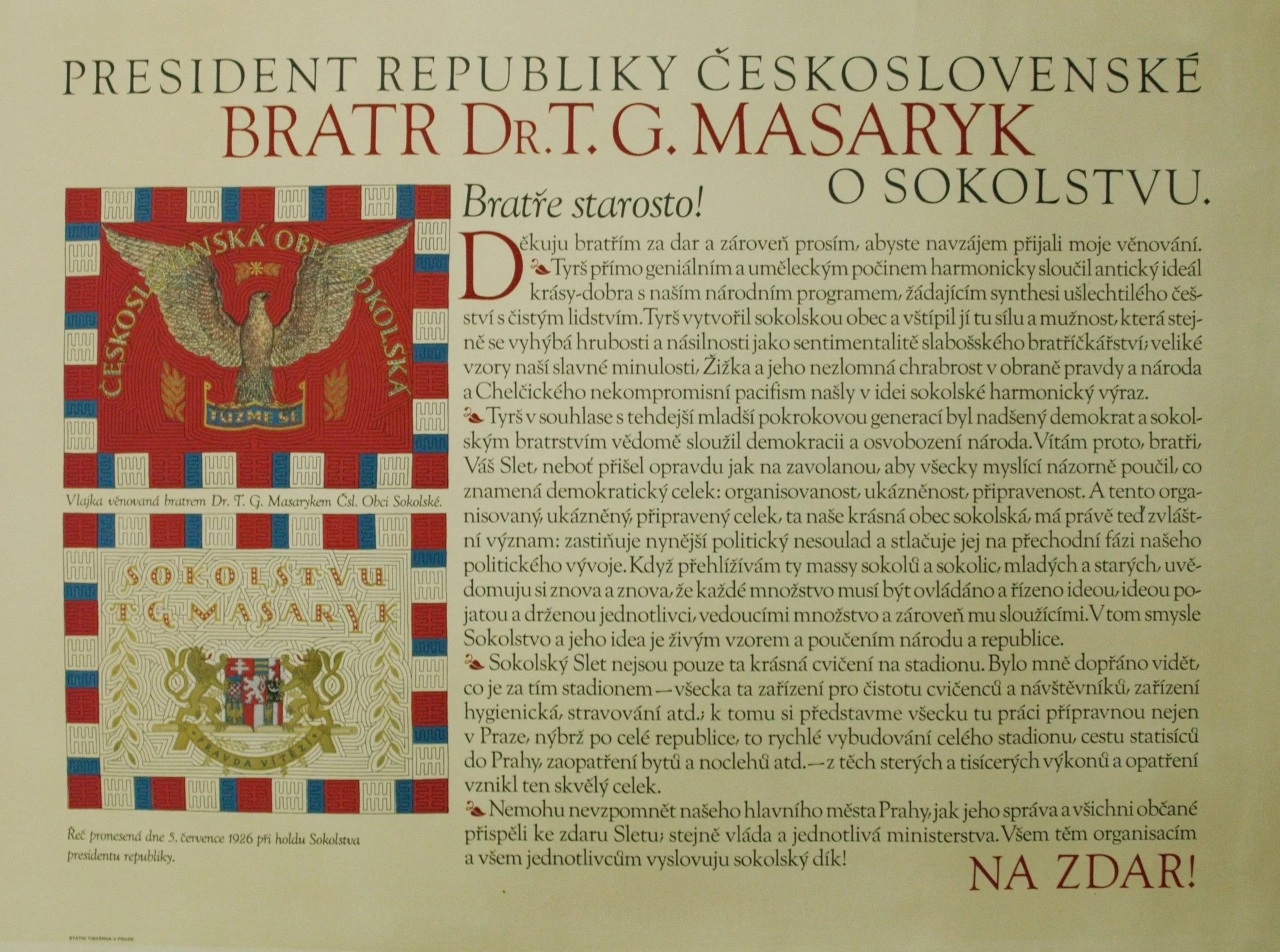 Náhledový obrázek předmětu Provolání presidenta republiky o Sokolstvu