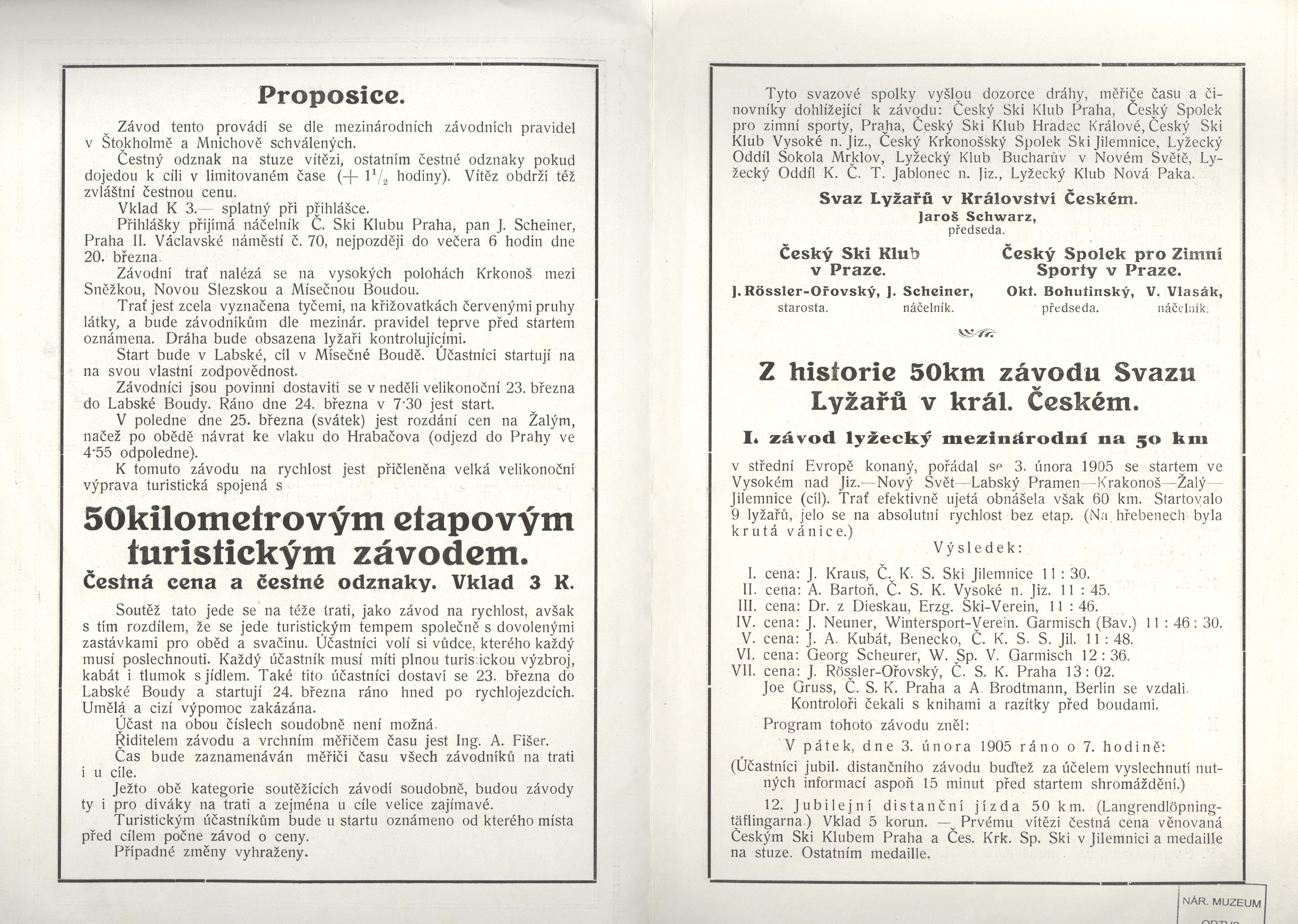 Náhledový obrázek Proposice lyžařského závodu - 1