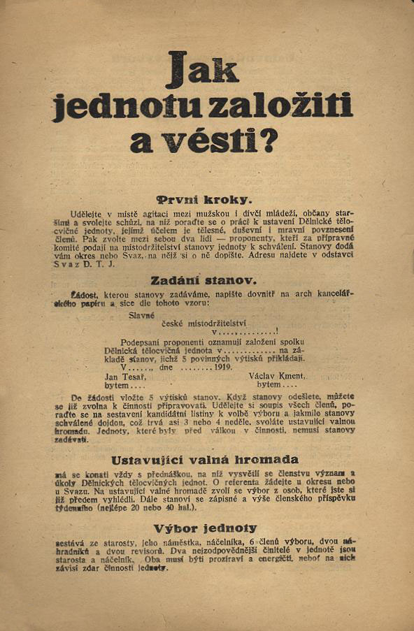 Náhledový obrázek Návod k založení Dělnické tělovýchovné jednoty - 1