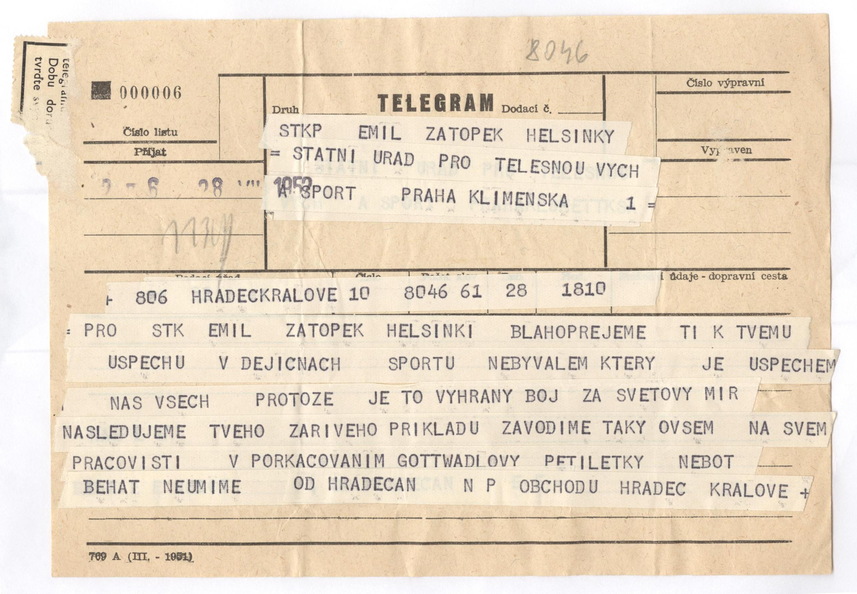 Náhledový obrázek Telegramy pro manžele Zátopkovi - 15