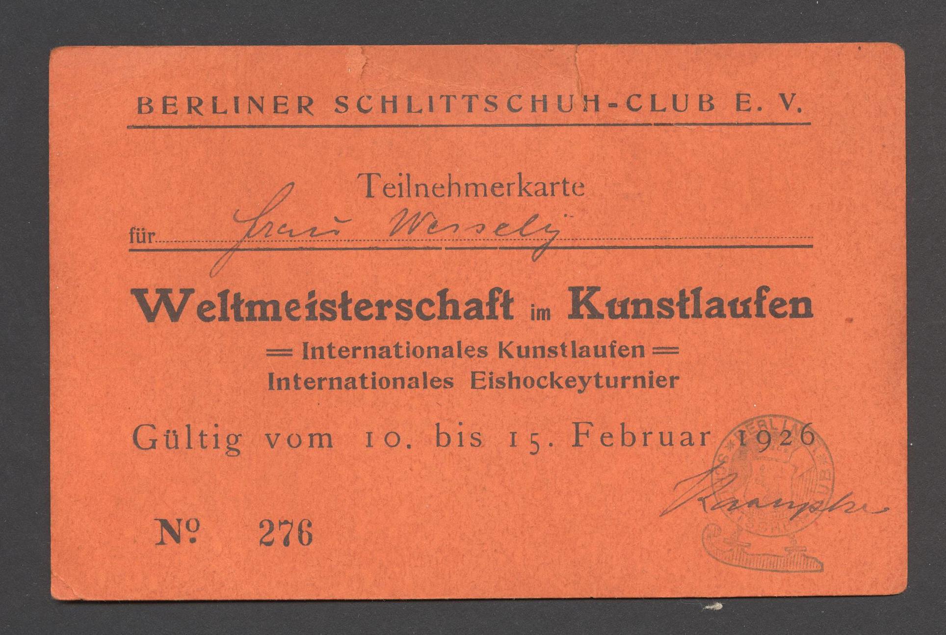 Náhledový obrázek Mistrovství světa v krasobruslení. Berlín 1926 - 1